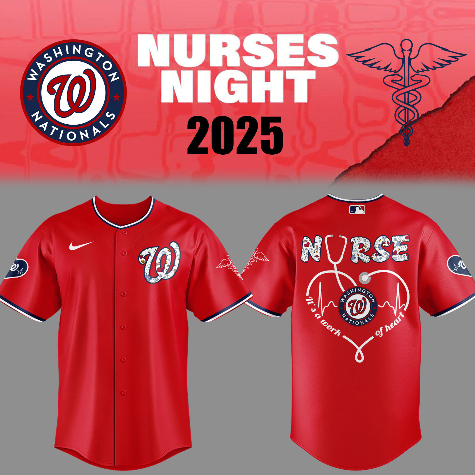 Nationals Baseball Nurses Night Red Jersey Baseball Coach Gift Ideas