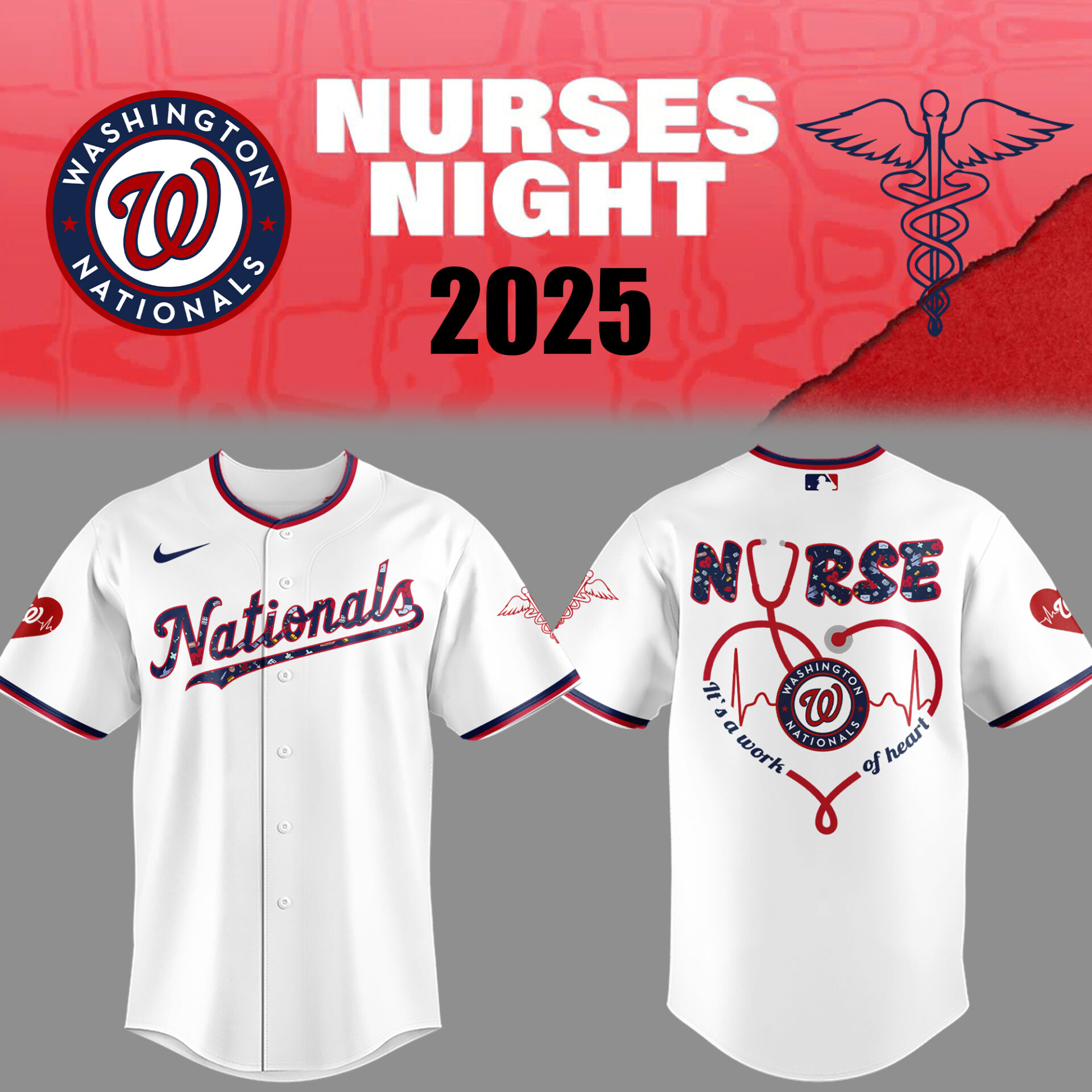Nationals Baseball Nurses Night White Jersey Gifts For Baseball Fans
