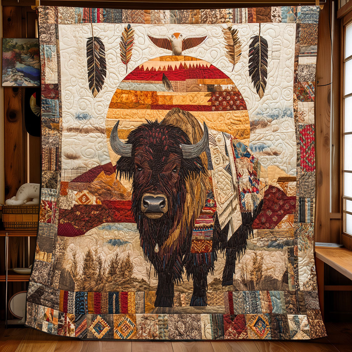 Native American Buffalo Quilt Blanket Christmas Throws Holiday Gifts For Employees
