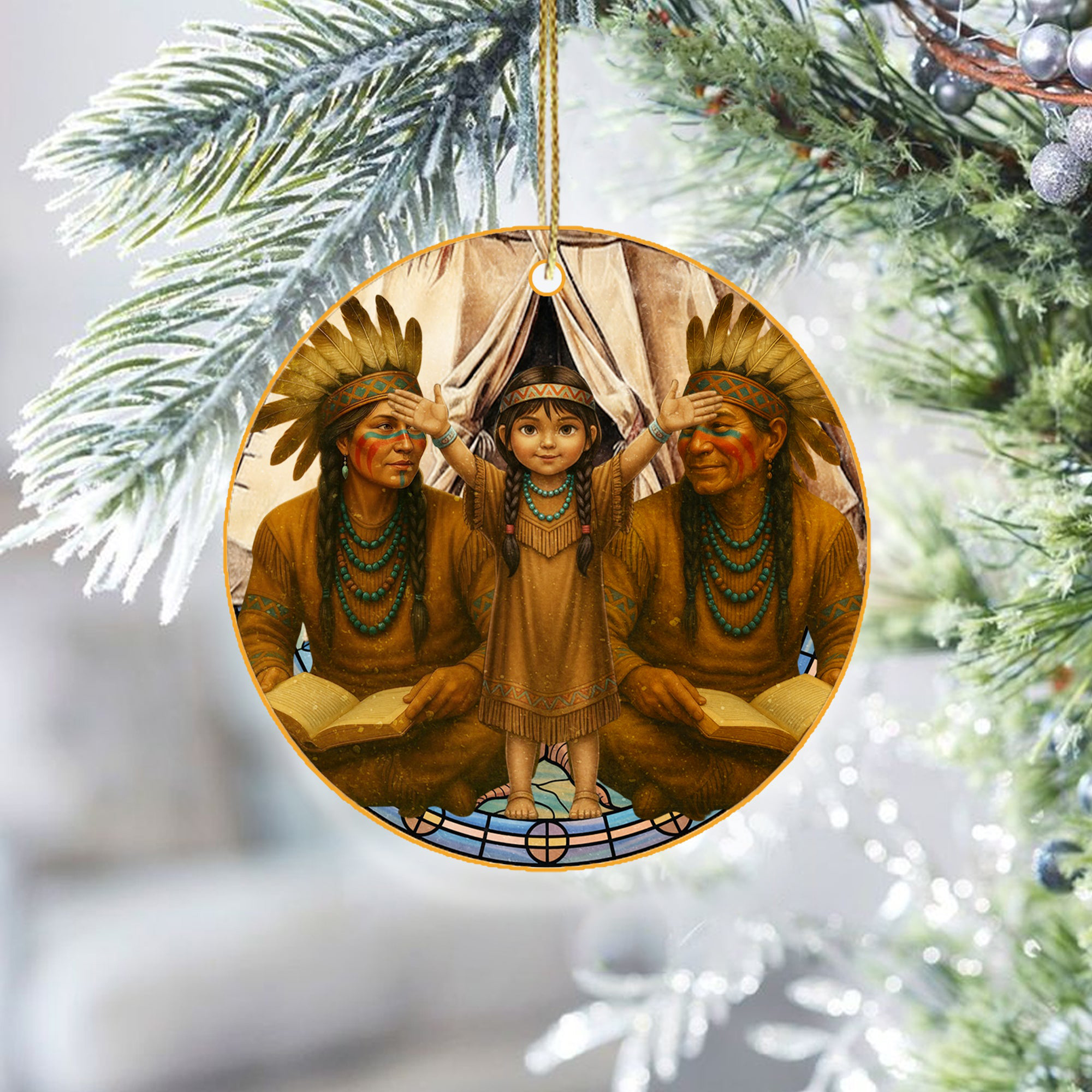 Native American Family Christmas Ornament Christmas Tree Decorations Native Gifts