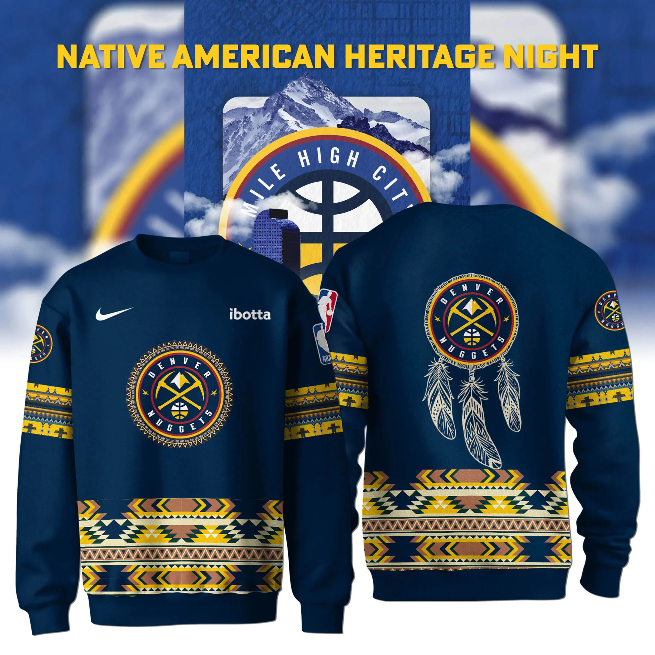 Native American Heritage Night Denver Nuggets Sweatshirt Basketball Enthusiast Gifts