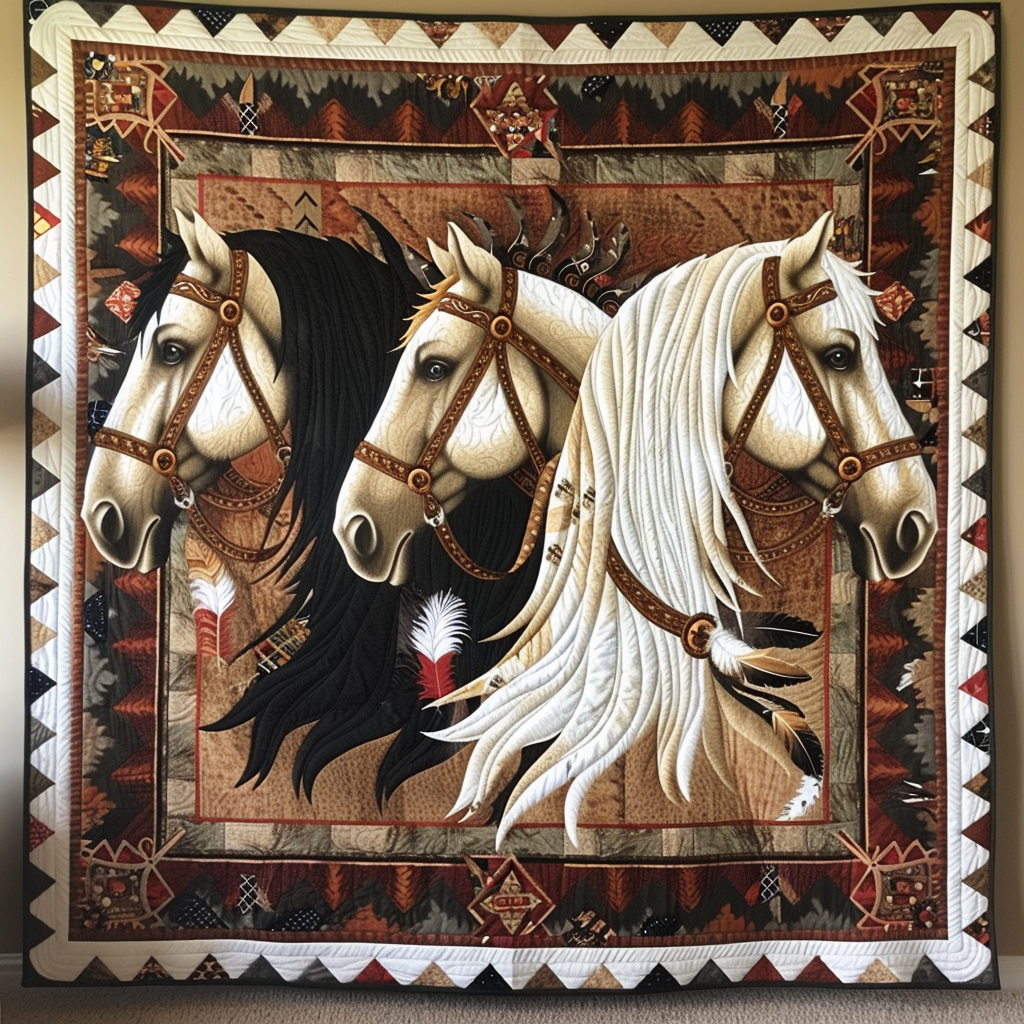 Native American Horse Quilted Blanket Gifts For Horse Trainers
