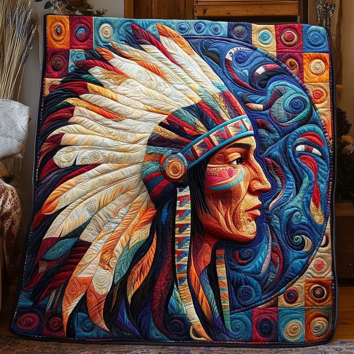 Native American Portrait Quilt Comfortable Quilt Blanket That Everyone Will Love