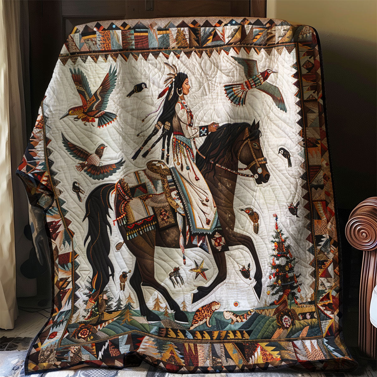Native American Quilt Blanket King Blanket Cute Christmas Gifts For Boyfriend