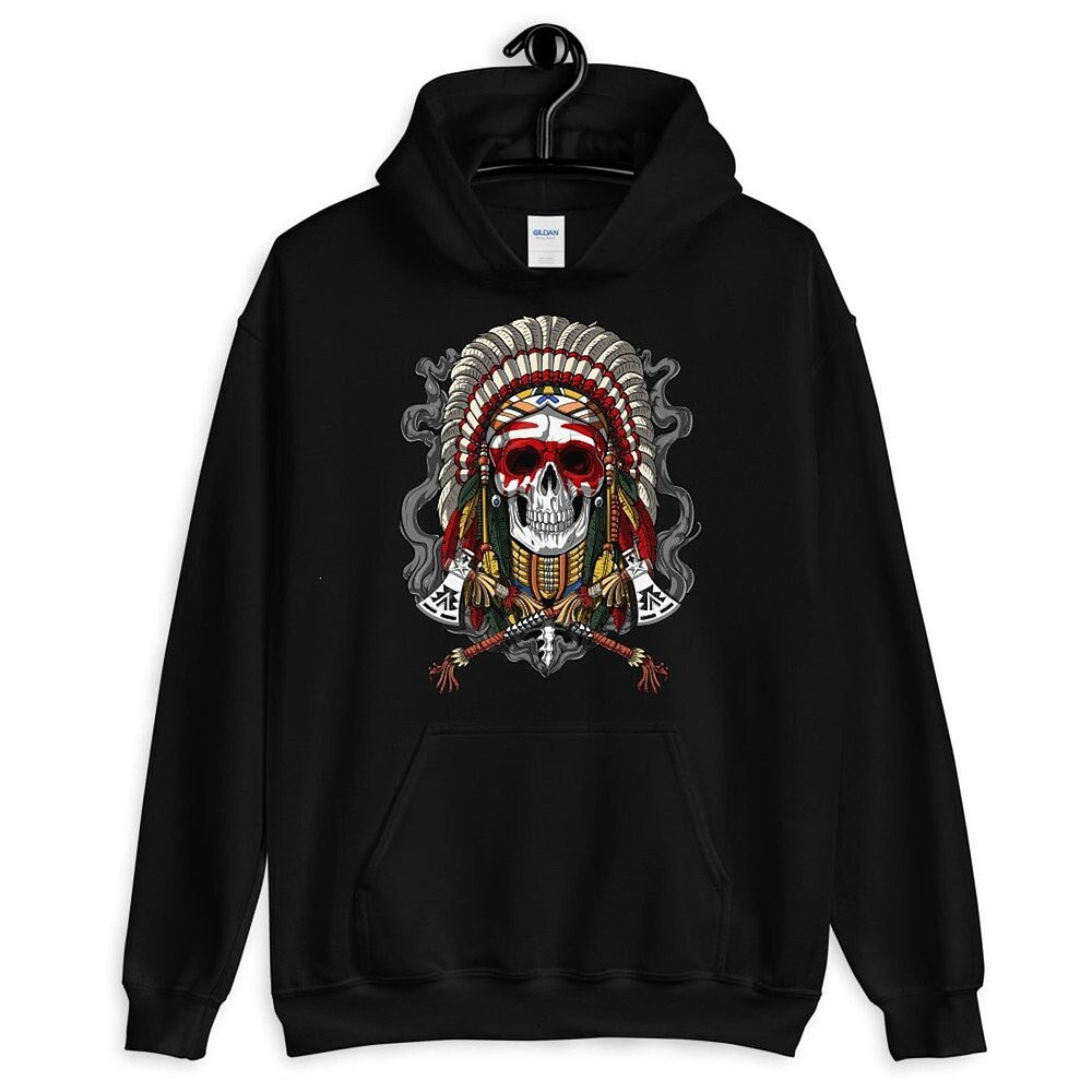 Native American Skull Hoodie Native American Apparel Gifts For Him