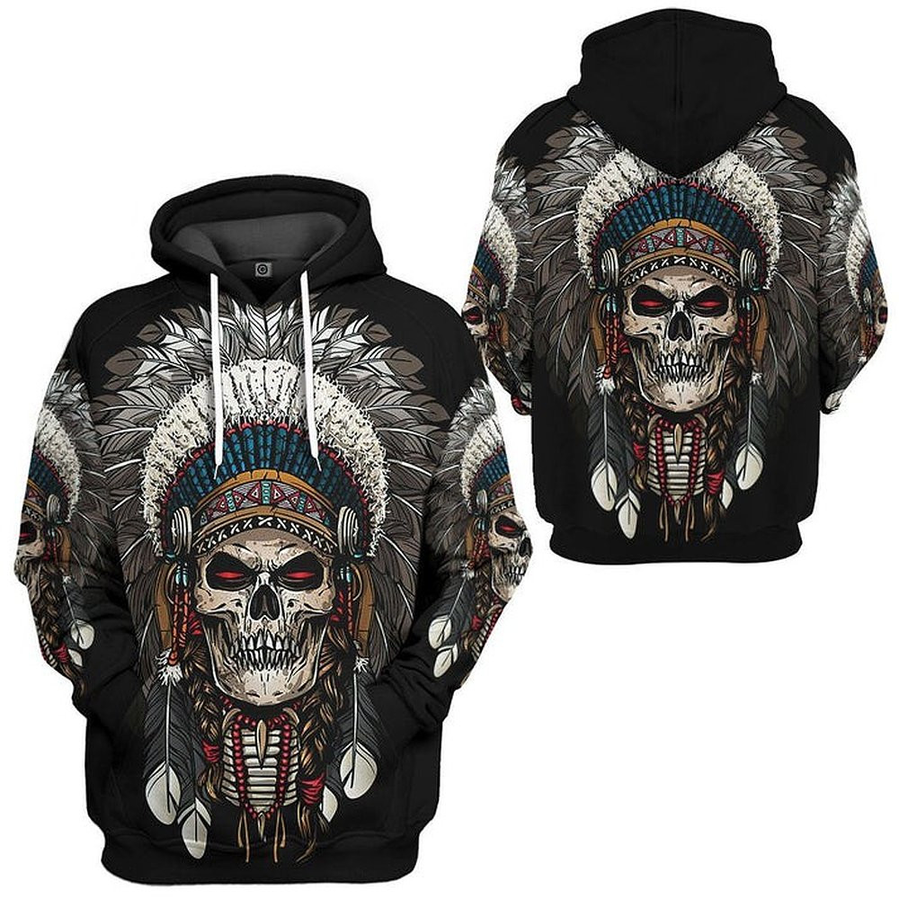 Native American Skull Hoodie Native American Clothing Gifts For Husband