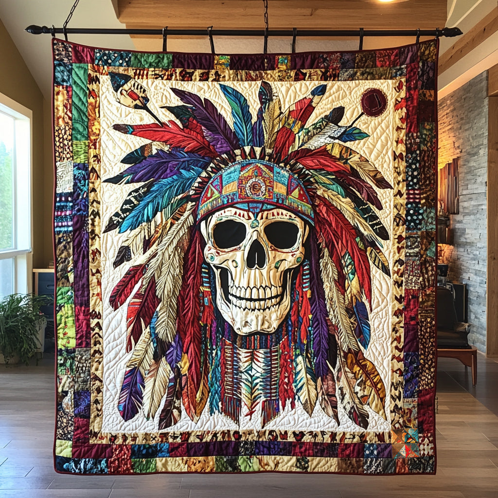 Native American Skull Quilt Blanket Christmas Blanket Good Christmas Gifts For Boyfriend
