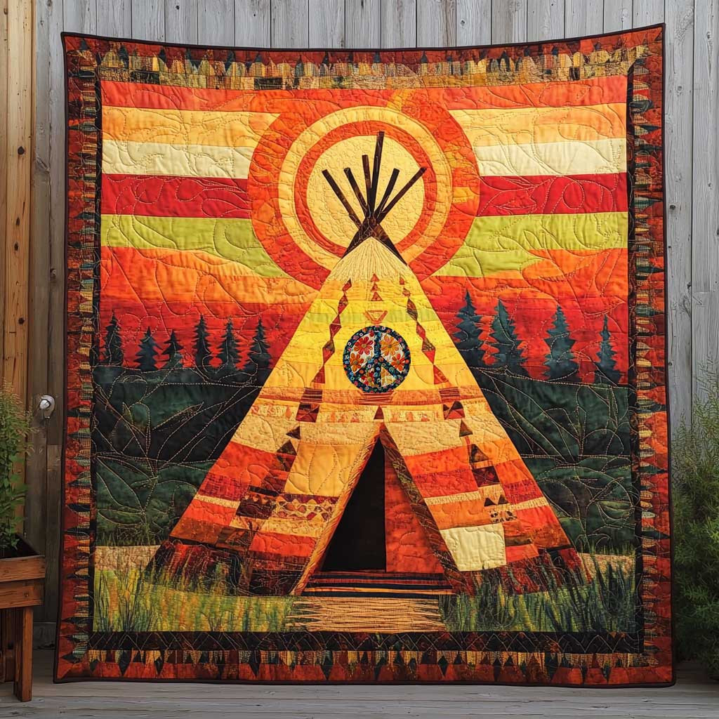 Native American Sunset Holiday Xmas Quilt Blanket Native American Gifts For Him