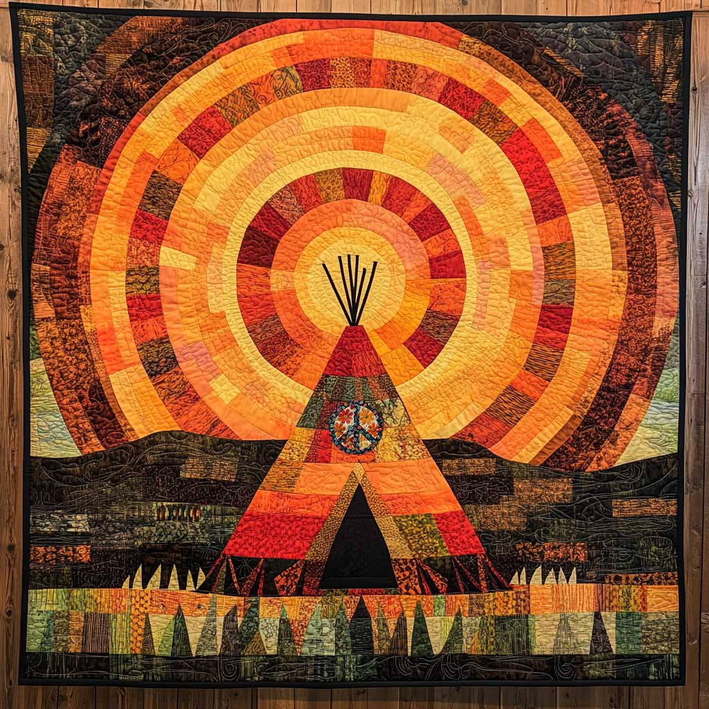 Native American Sunset Holiday Xmas Quilt Blanket Native American Indian Gifts