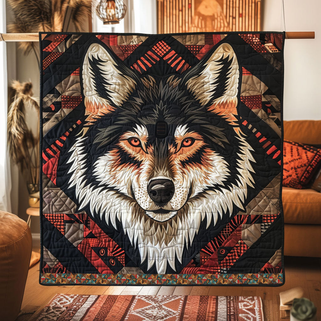 Native American Wolf Holiday Xmas Quilt Blanket Native American Christmas Gift for Couples