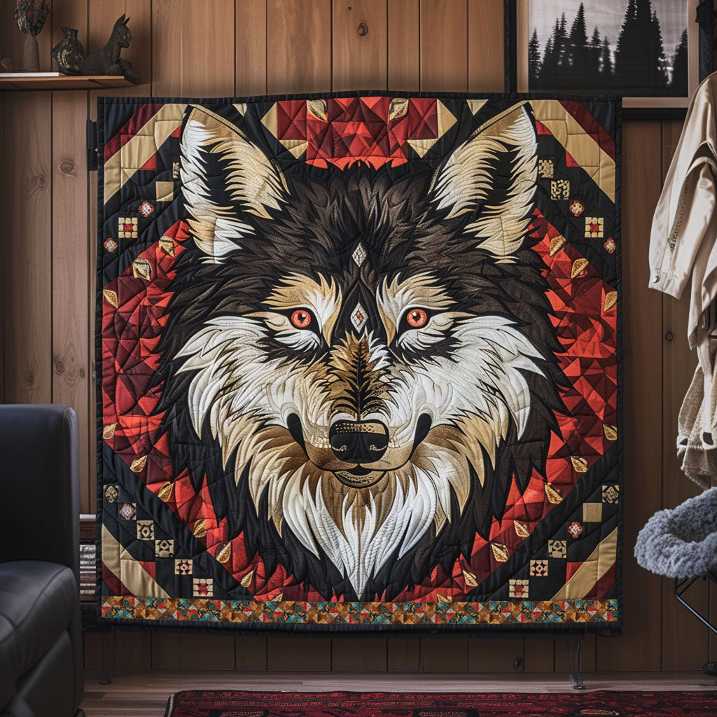 Native American Wolf Holiday Xmas Quilt Blanket Native American Indian Gifts