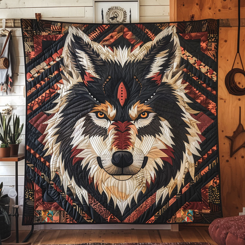Native American Wolf Holiday Xmas Quilt Blanket Native American Presents