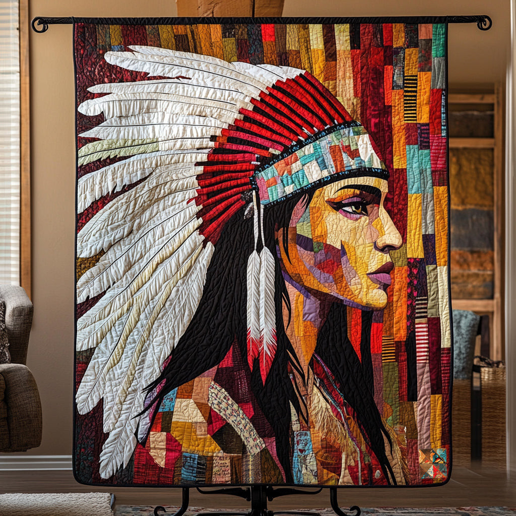 Native American Woman Holiday Xmas Quilt Blanket Native American Gifts For Him