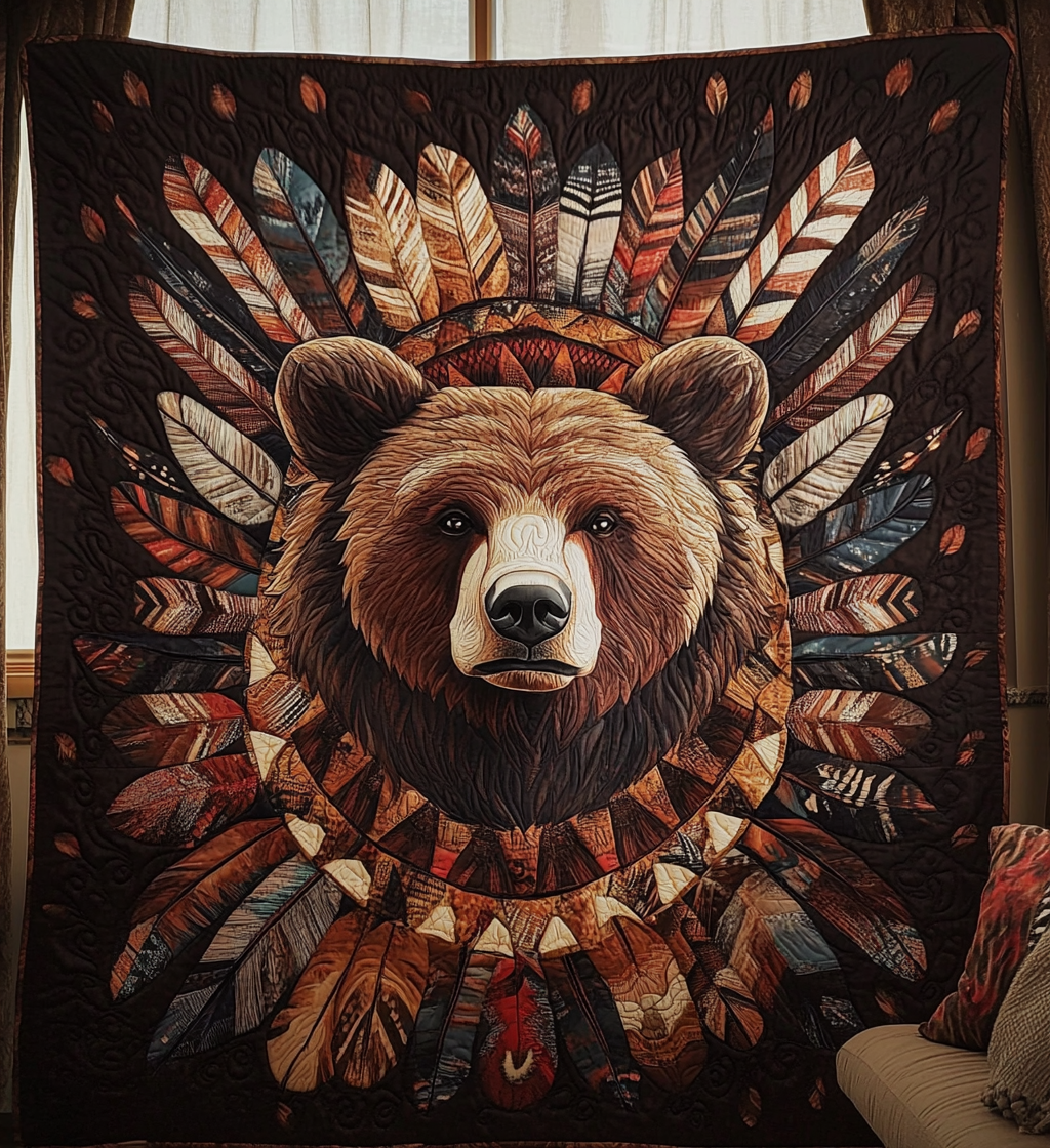 Native Bear Proud Quilted Blanket Native American Gifts