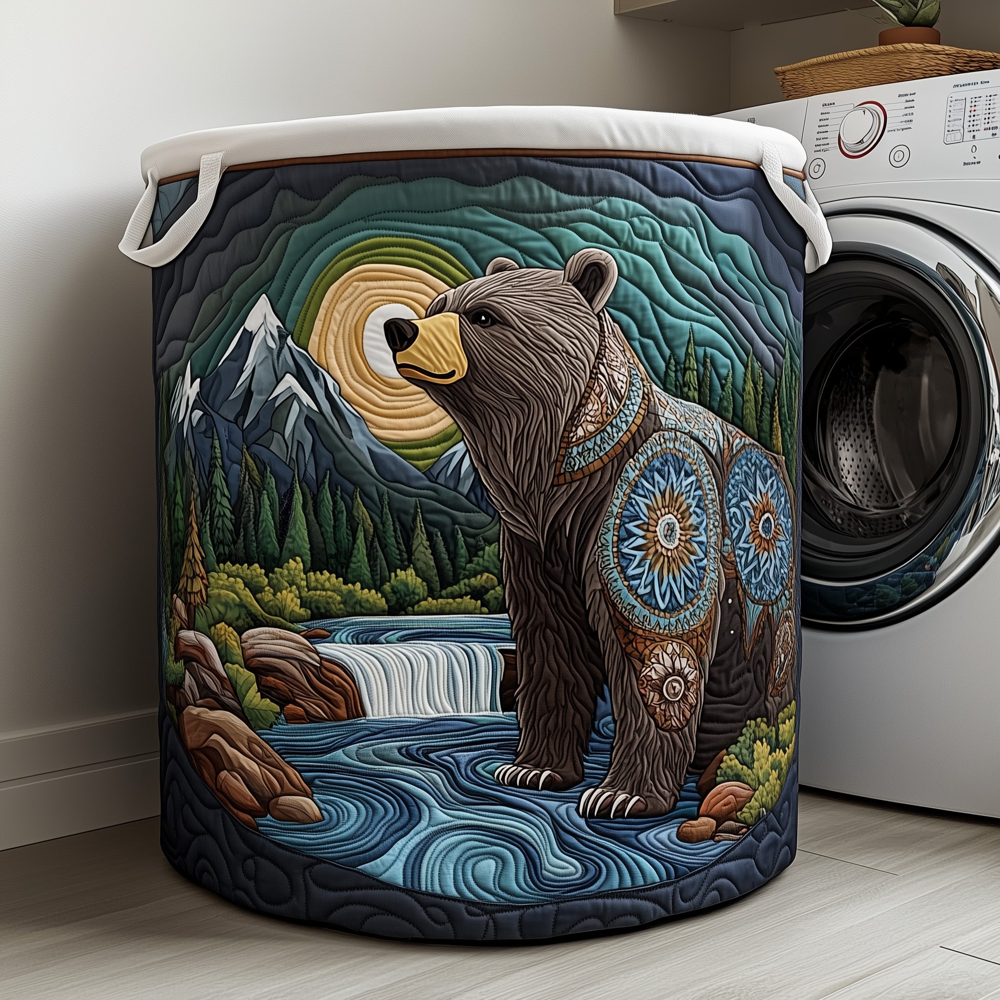 Native Bear Quilted Laundry Basket Bear Lovers Gifts For Him