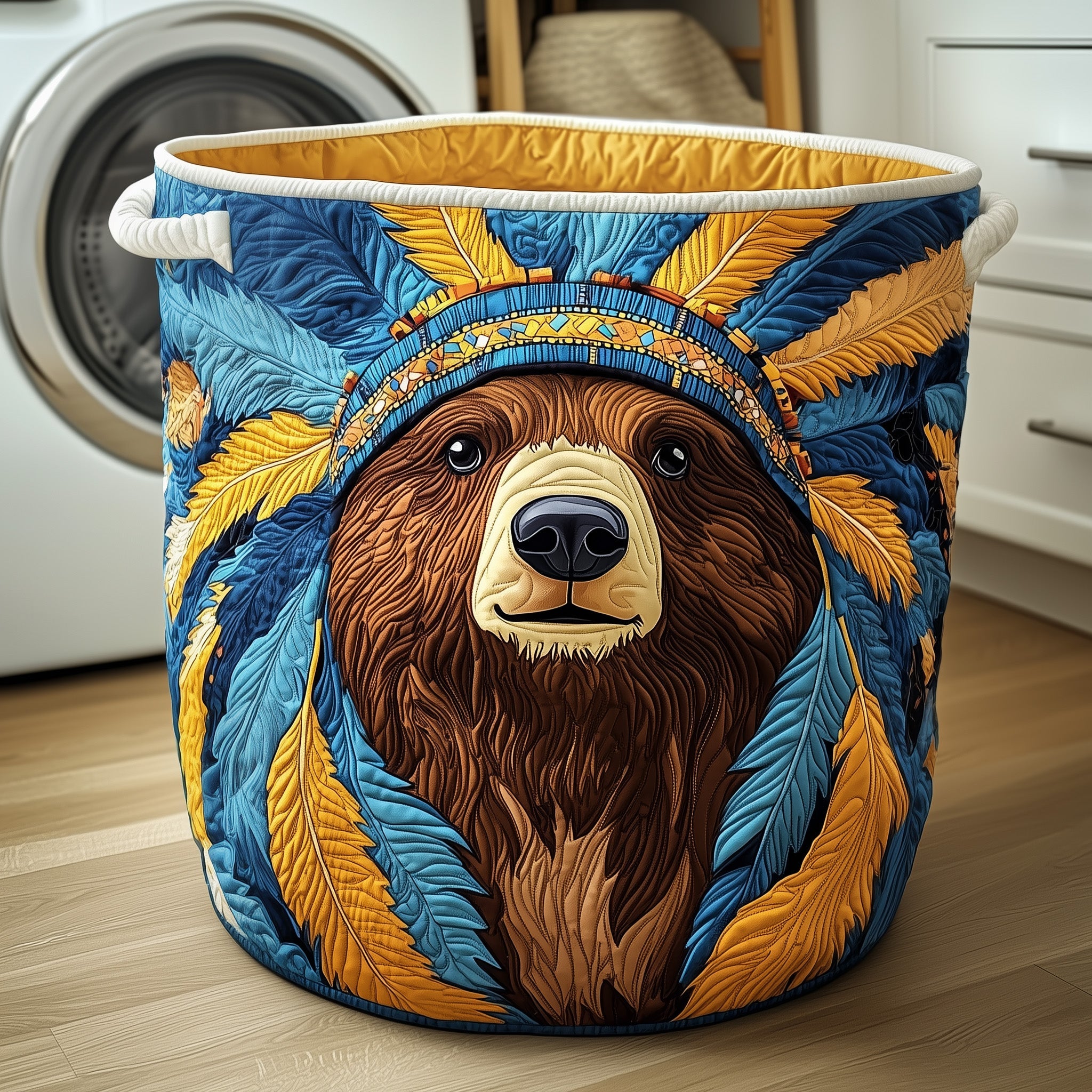 Native Bear Quilted Laundry Basket Great Idea For New Home