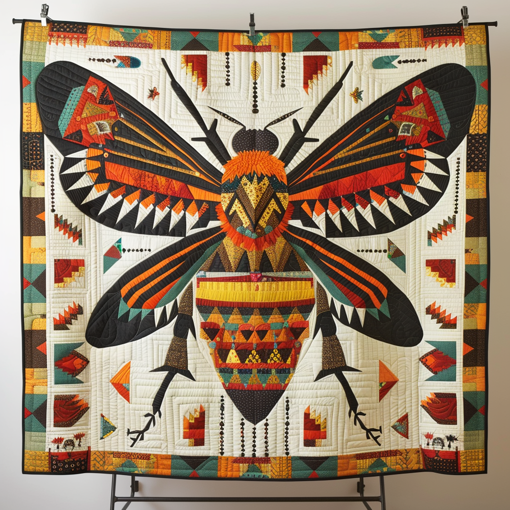 Native Bee Quilted Blanket Cute Fuzzy Blankets