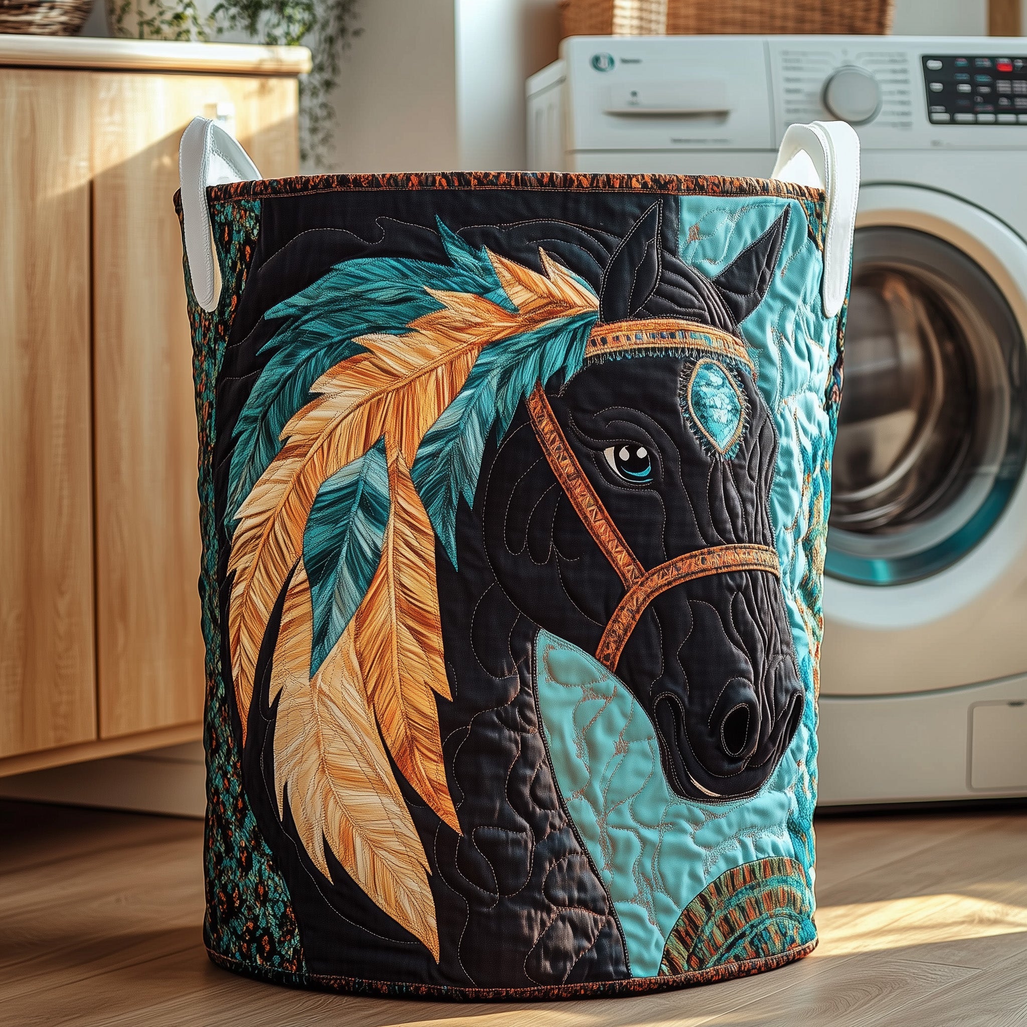 Native Charm Quilted Laundry Basket Christmas Gifts For Horse Owners