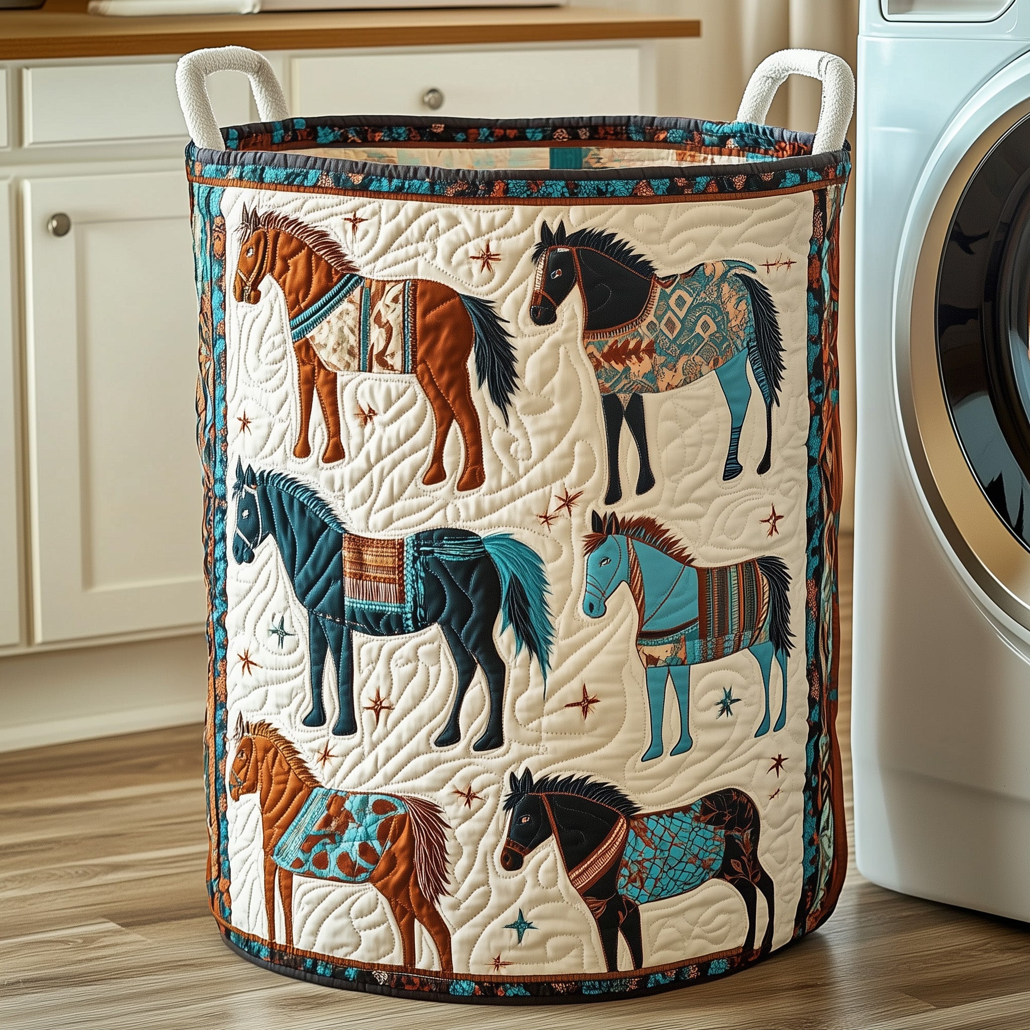 Native Charm Quilted Laundry Basket Horse Christmas Presents
