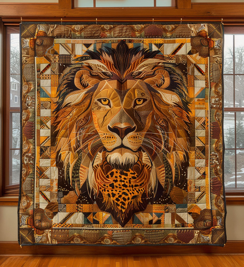 Native Courage Quilted Blanket Lion Blanket Gift For Animal Lover