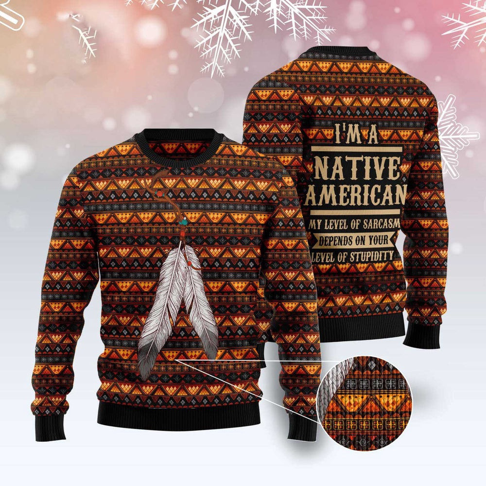 Native Feather Ugly Christmas Sweater Funny Ugly Christmas Sweater Best Christmas Gifts