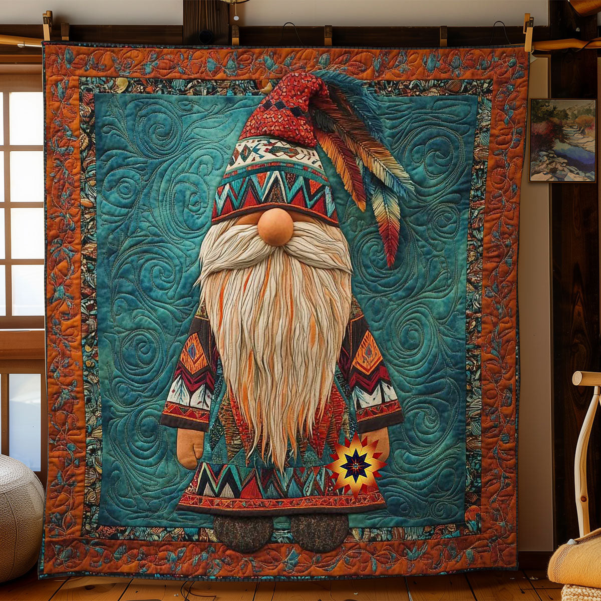 Native Gnome Spirit Holiday Xmas Quilt Blanket Native American Wedding Gifts