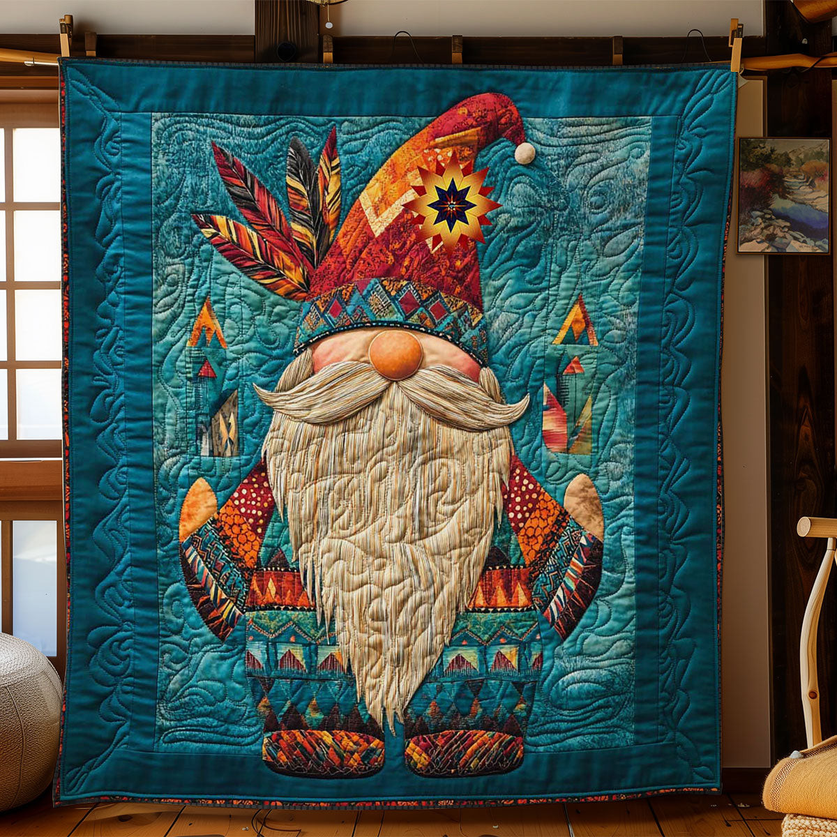 Native Heart Gnome Holiday Xmas Quilt Blanket Native American Wedding Gifts