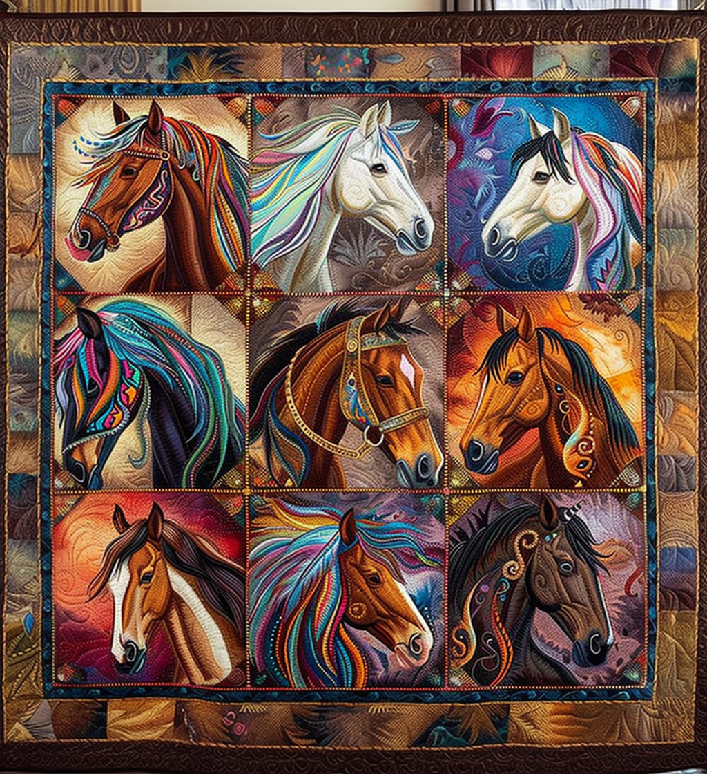 Native Horse Collection Quilted Blanket Luxury Gifts For Horse Lovers