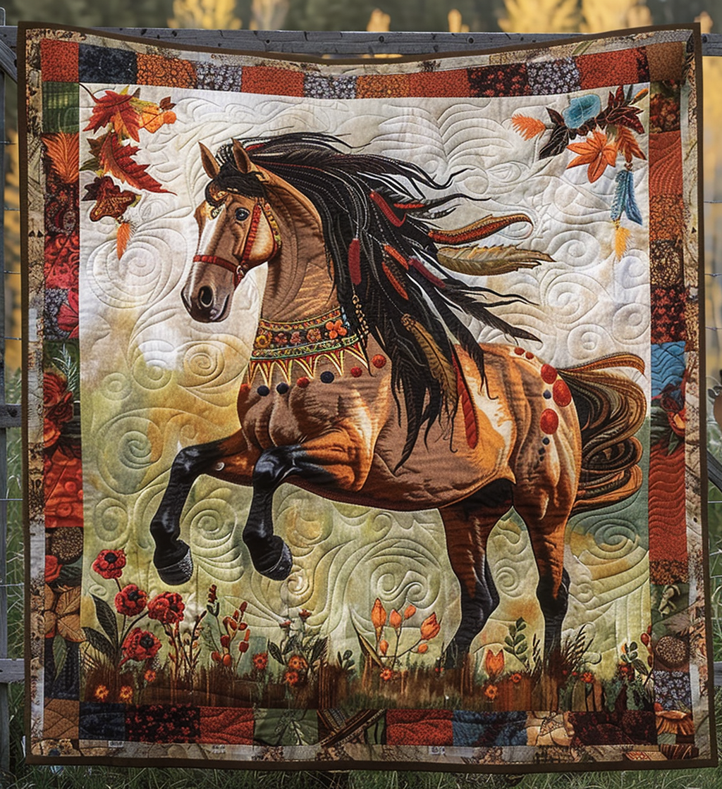 Native Horse Field Quilted Blanket Christmas Presents For Horse Lovers