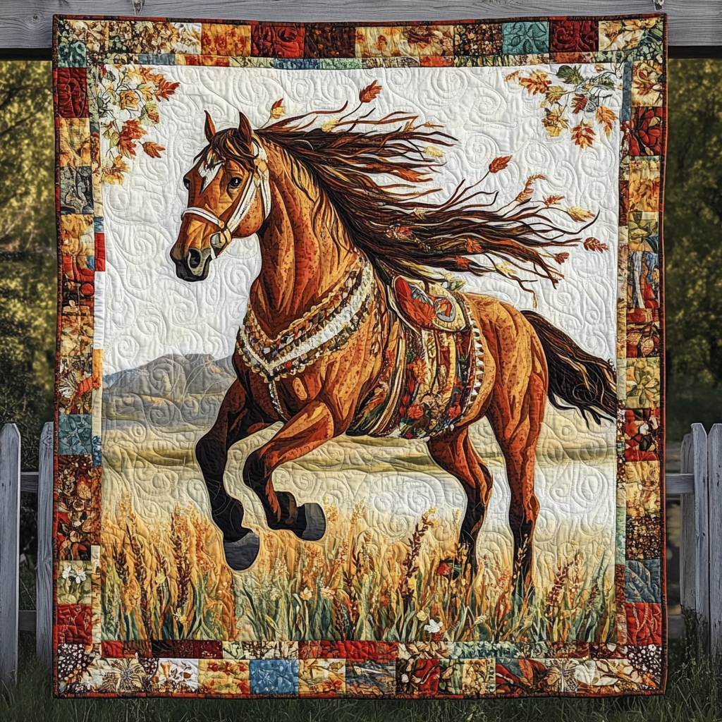 Native Horse Gallop Quilted Blanket Christmas Presents For Horse Lovers