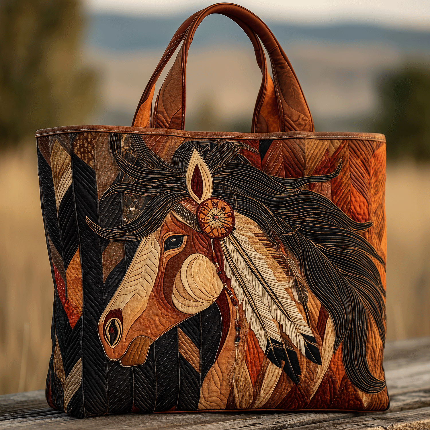 Native Horse Pride Quilted Tote Bag Horse Gifts For Women