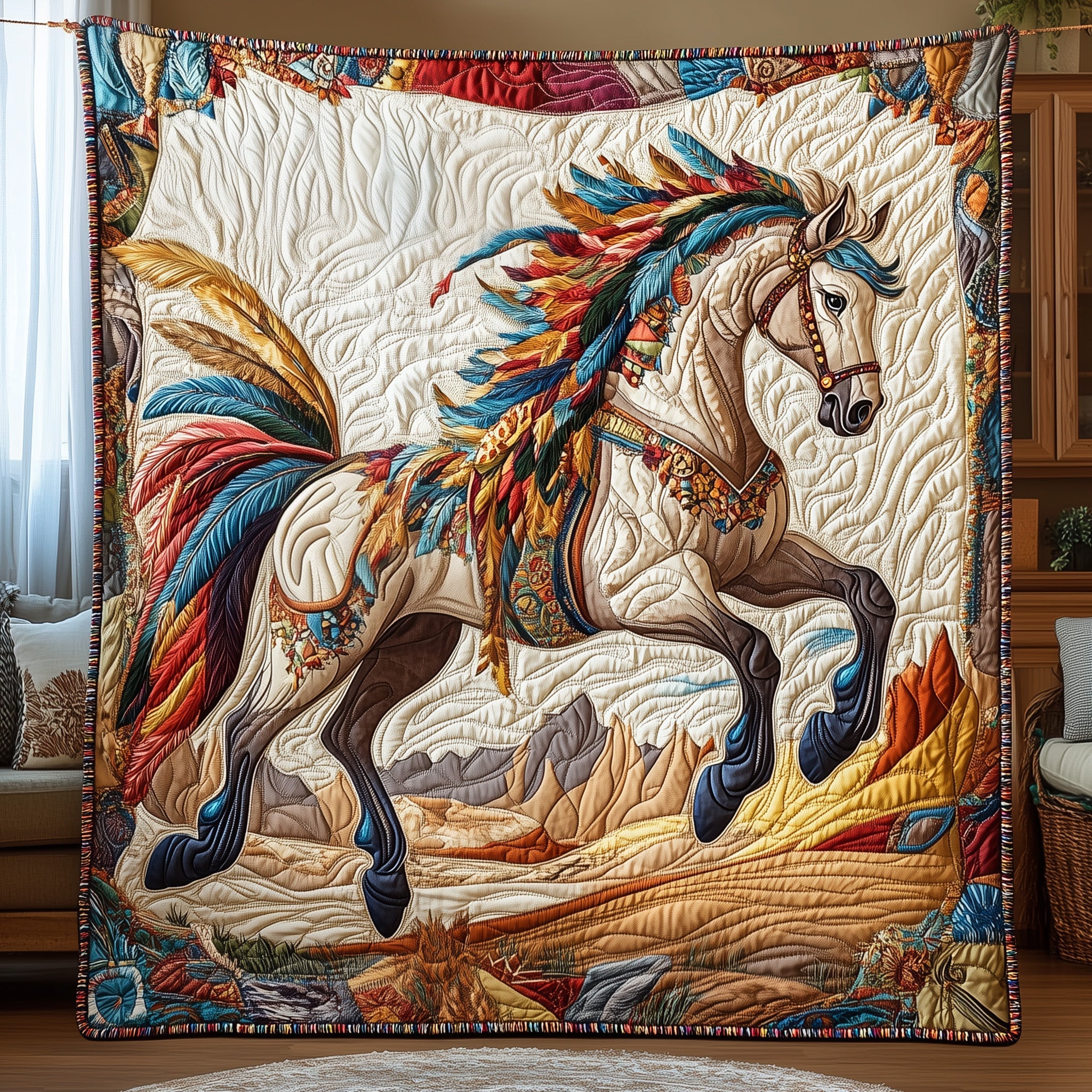 Native Horse Quilted Blanket Cute Cozy BlanketGifts For The Horse Lover Woman
