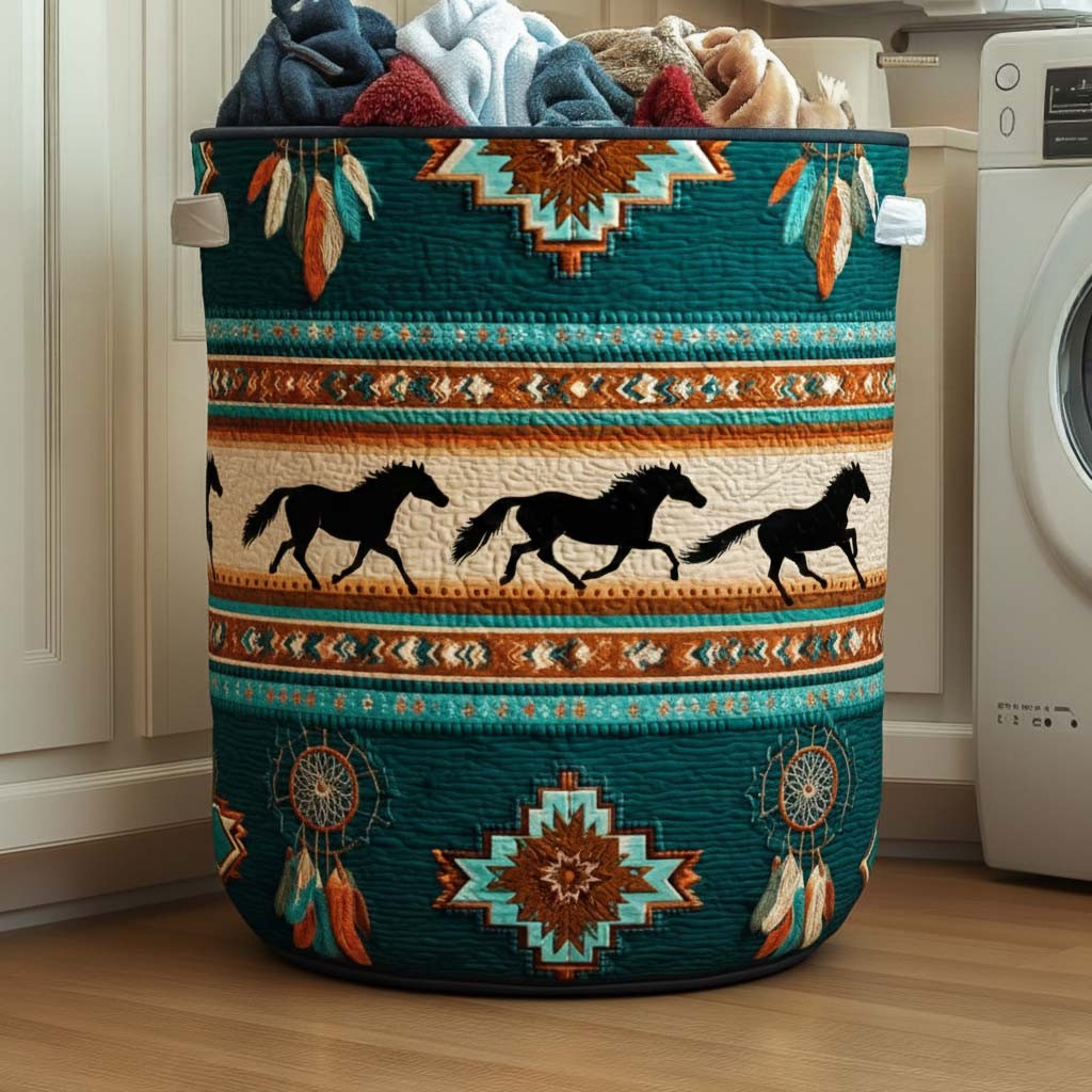 Native Horse Quilted Laundry Basket Laundry Room Signs Native Themed Gift Ideas