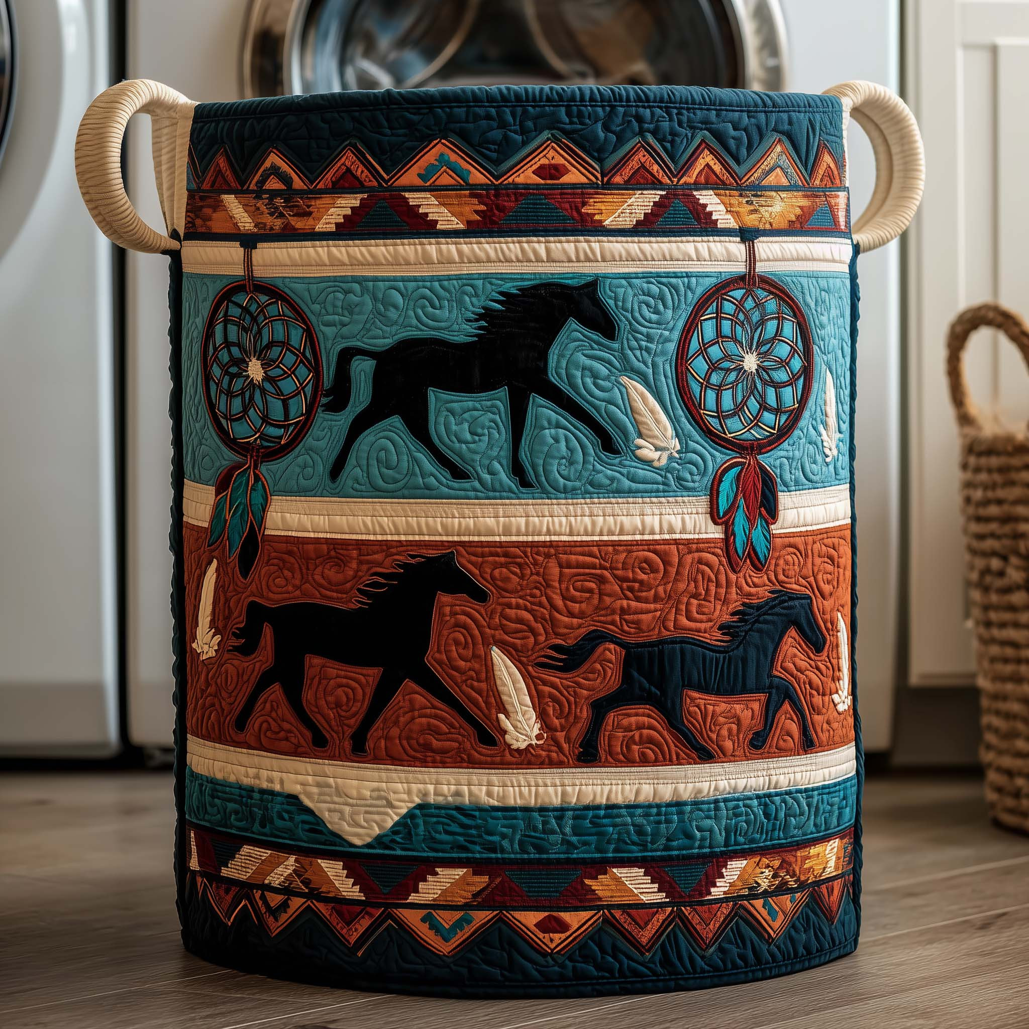 Native Horse Quilted Laundry Basket Laundry Room Signs Native Themed Gifts For Father