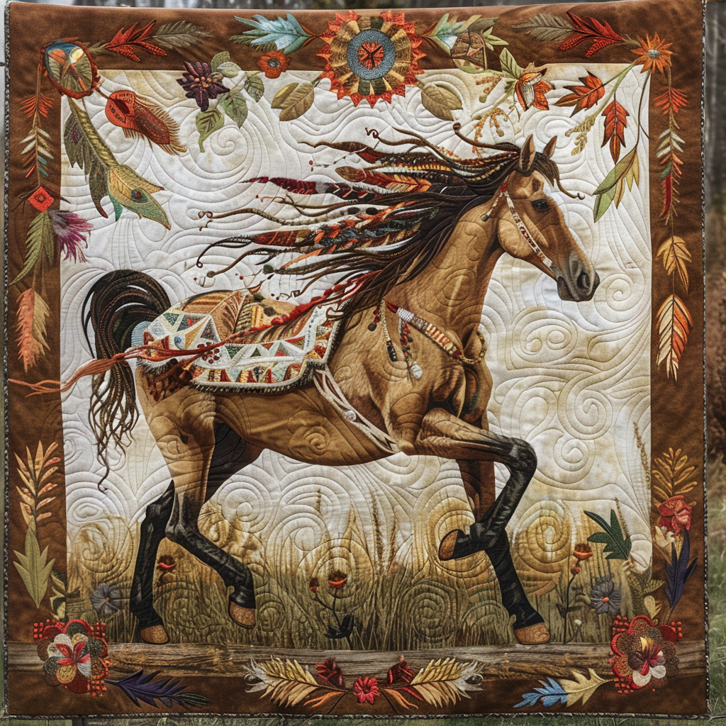 Native Horse Serenade Quilted Blanket Christmas Presents For Horse Lovers