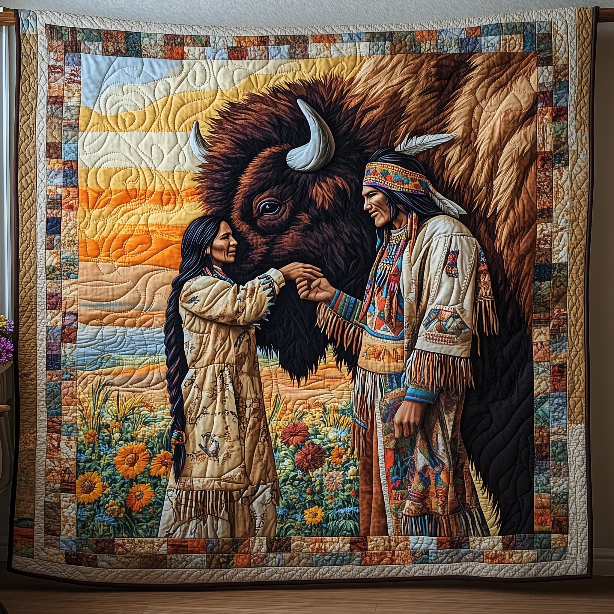 Native Love Quilted Blanket Cute Cozy BlanketNative American Gifts Online