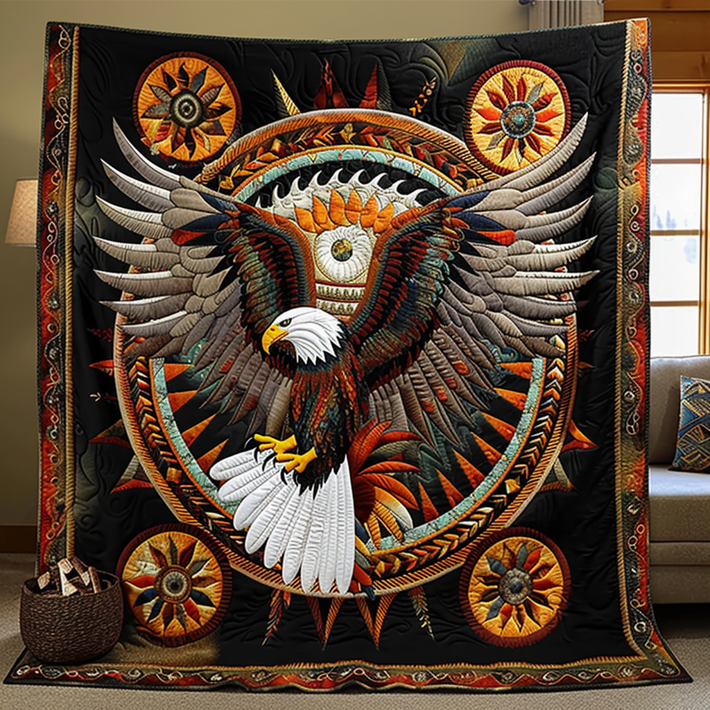 Native Majesty Eagle Quilted Blanket American Eagle Blanket