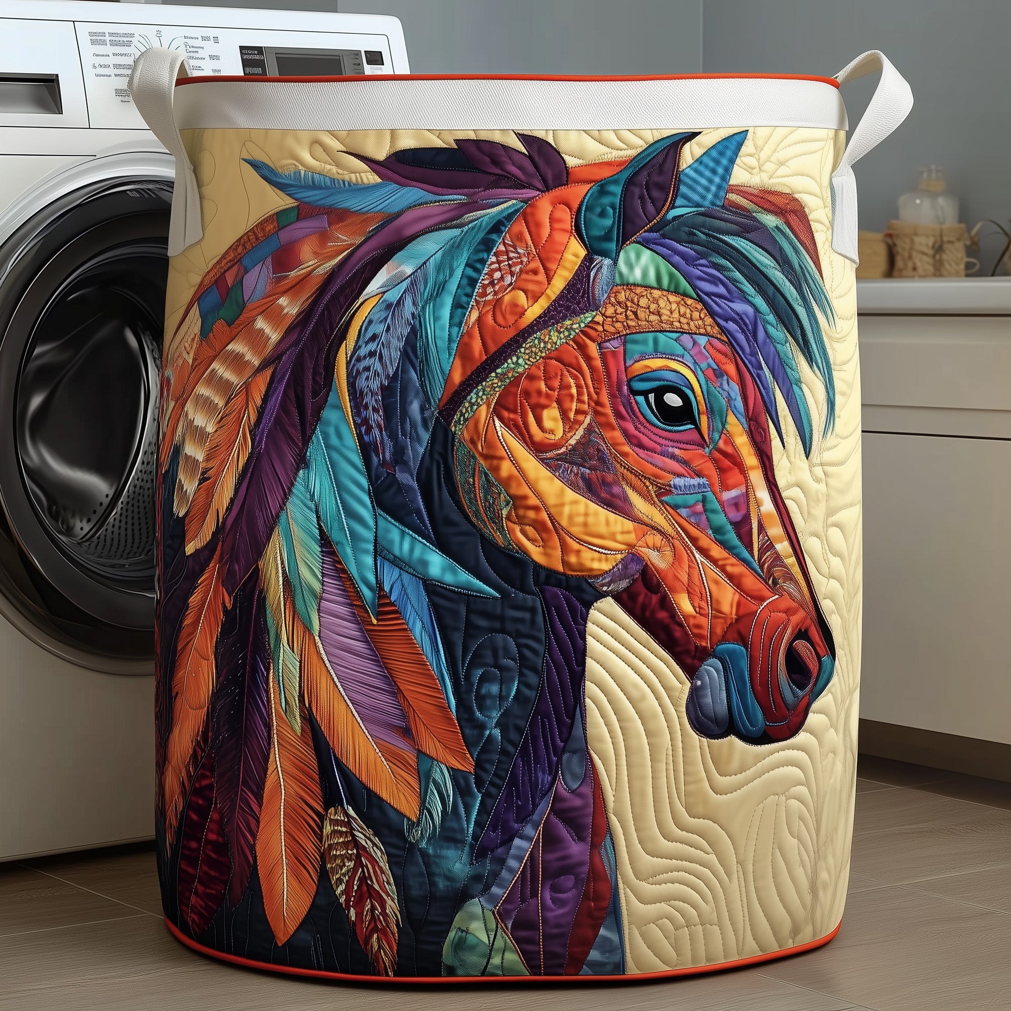 Native Pride Quilted Laundry Basket Gift For Horse Lover