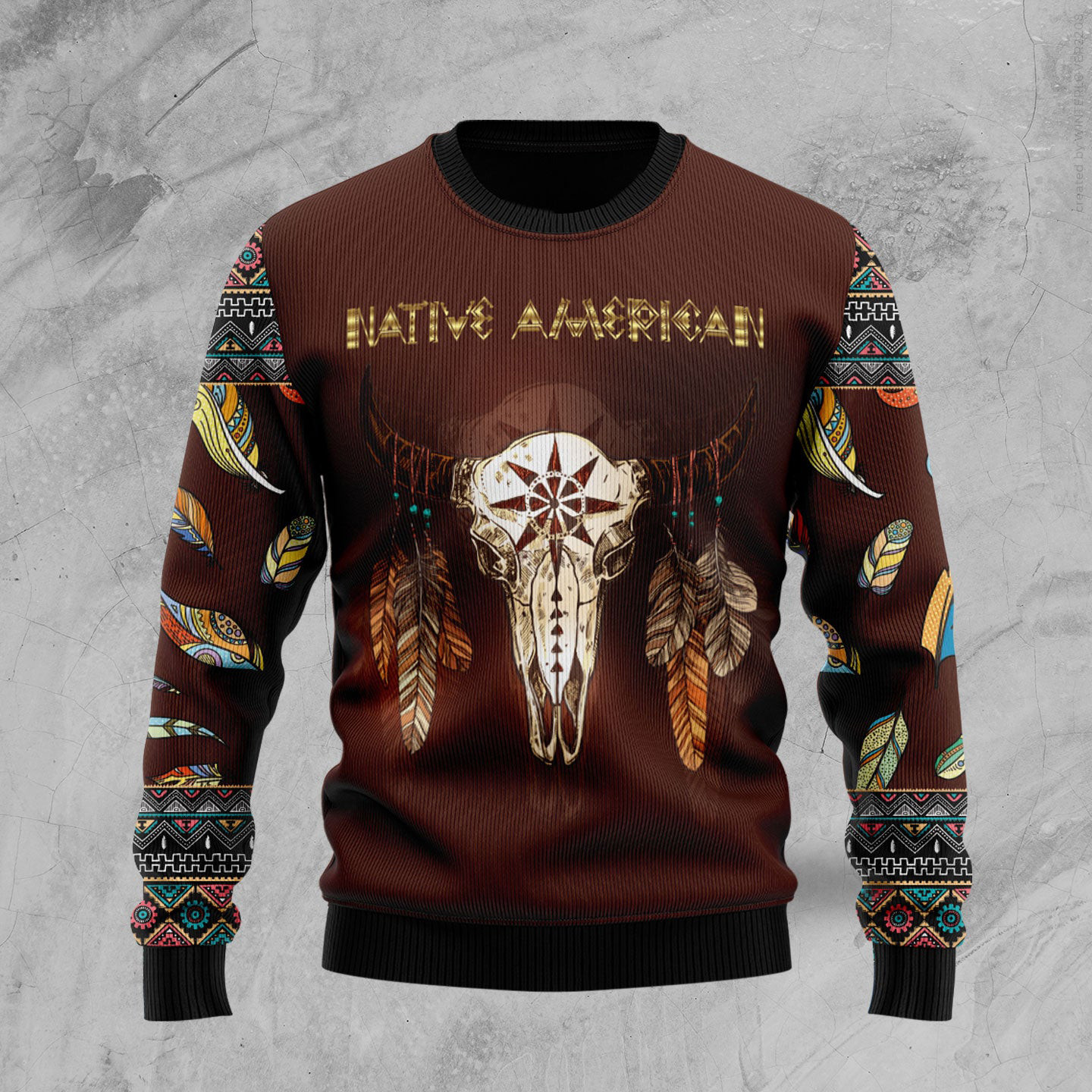 Native Skull Ugly Christmas Sweater Native American Unique Christmas Sweater