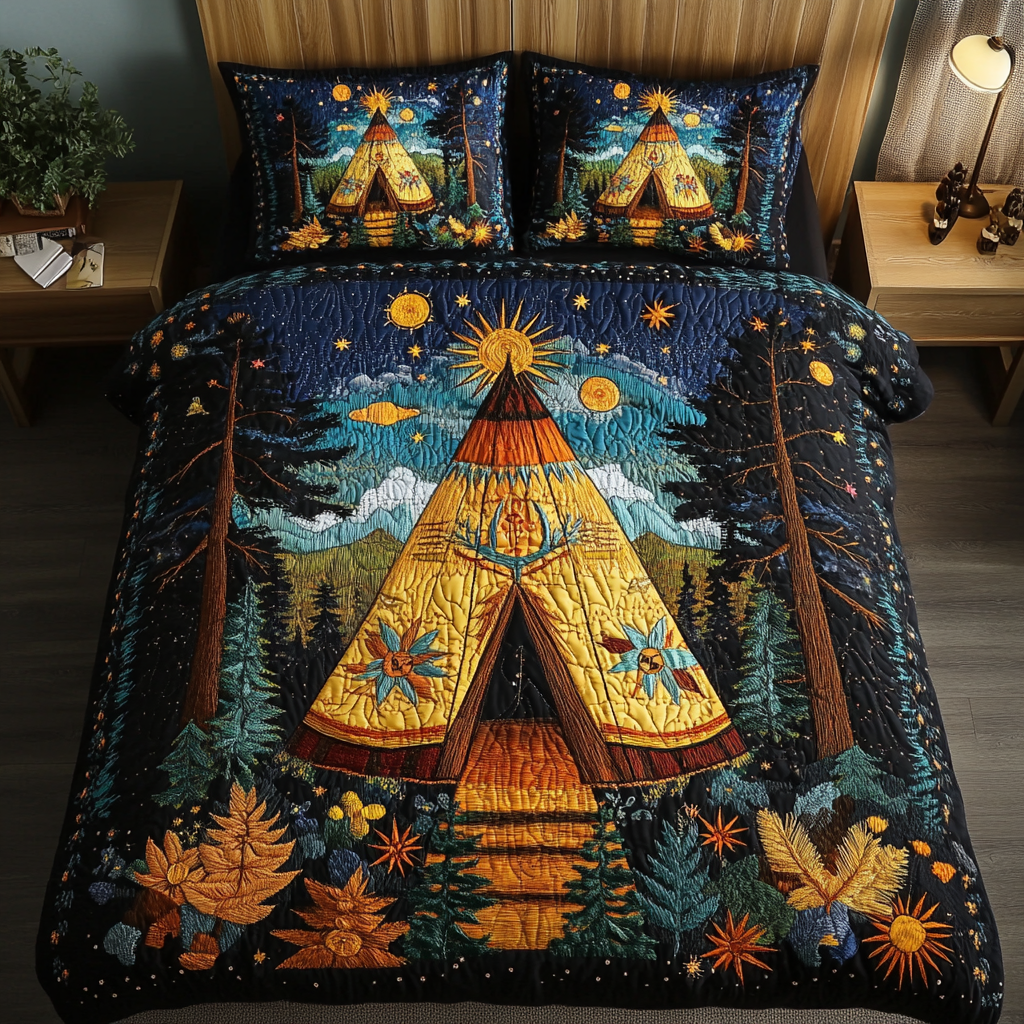 Native Spirit Quilted Bedding Set Beautiful Bedding Merch Gift for a Peaceful Sleep