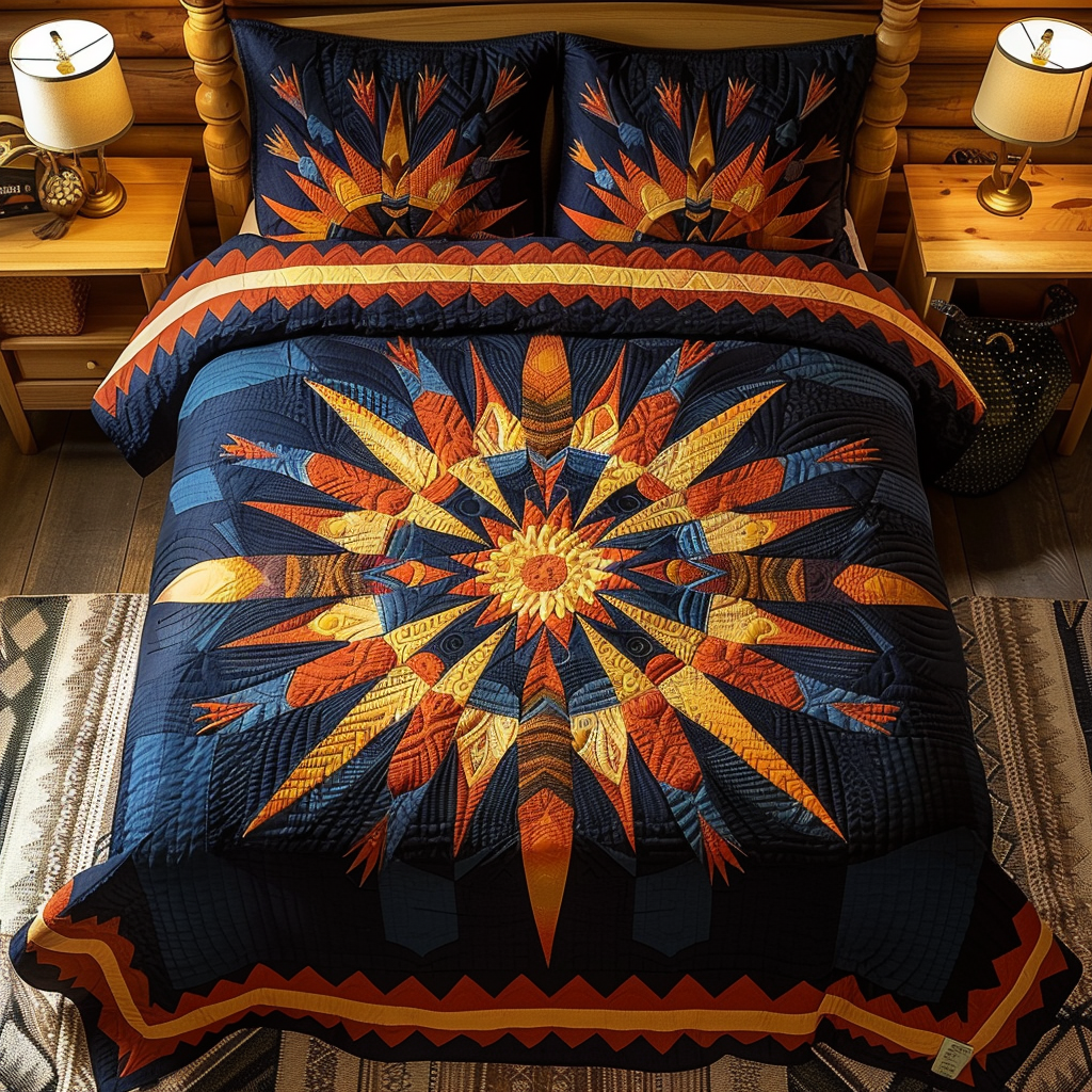 Native Star Feather Quilted Bedding Set Full Size Bed Set Christmas Gifts For Your Grandmother