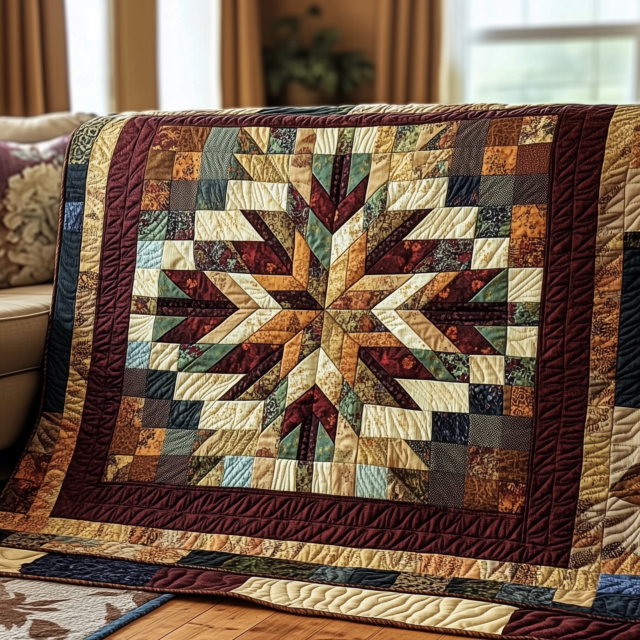 Native Star Quilted Blanket Cute Cozy BlanketNative Gifts For Men
