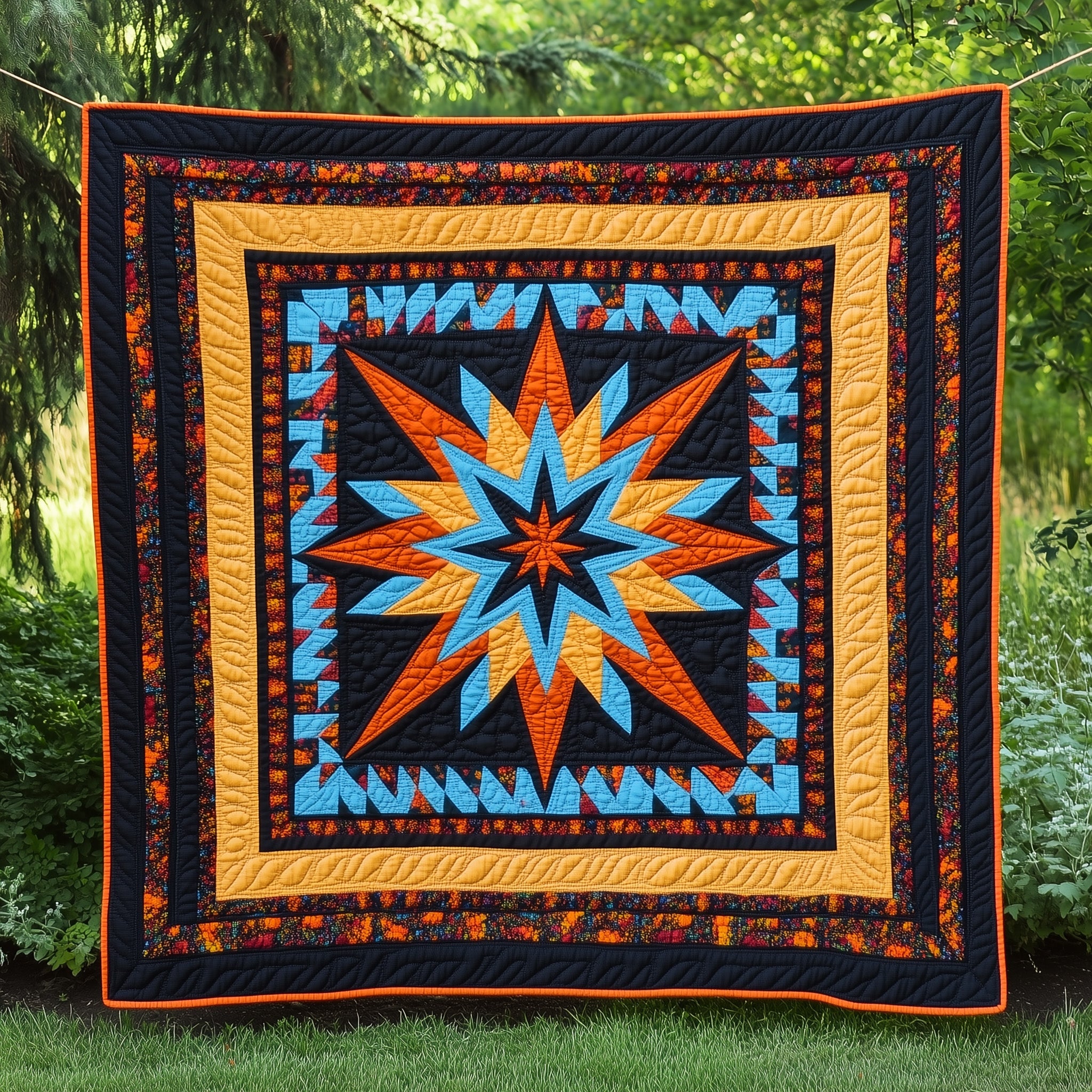 Native Star Quilted Blanket Merchandise Throw BlanketAwesome Native American Gifts