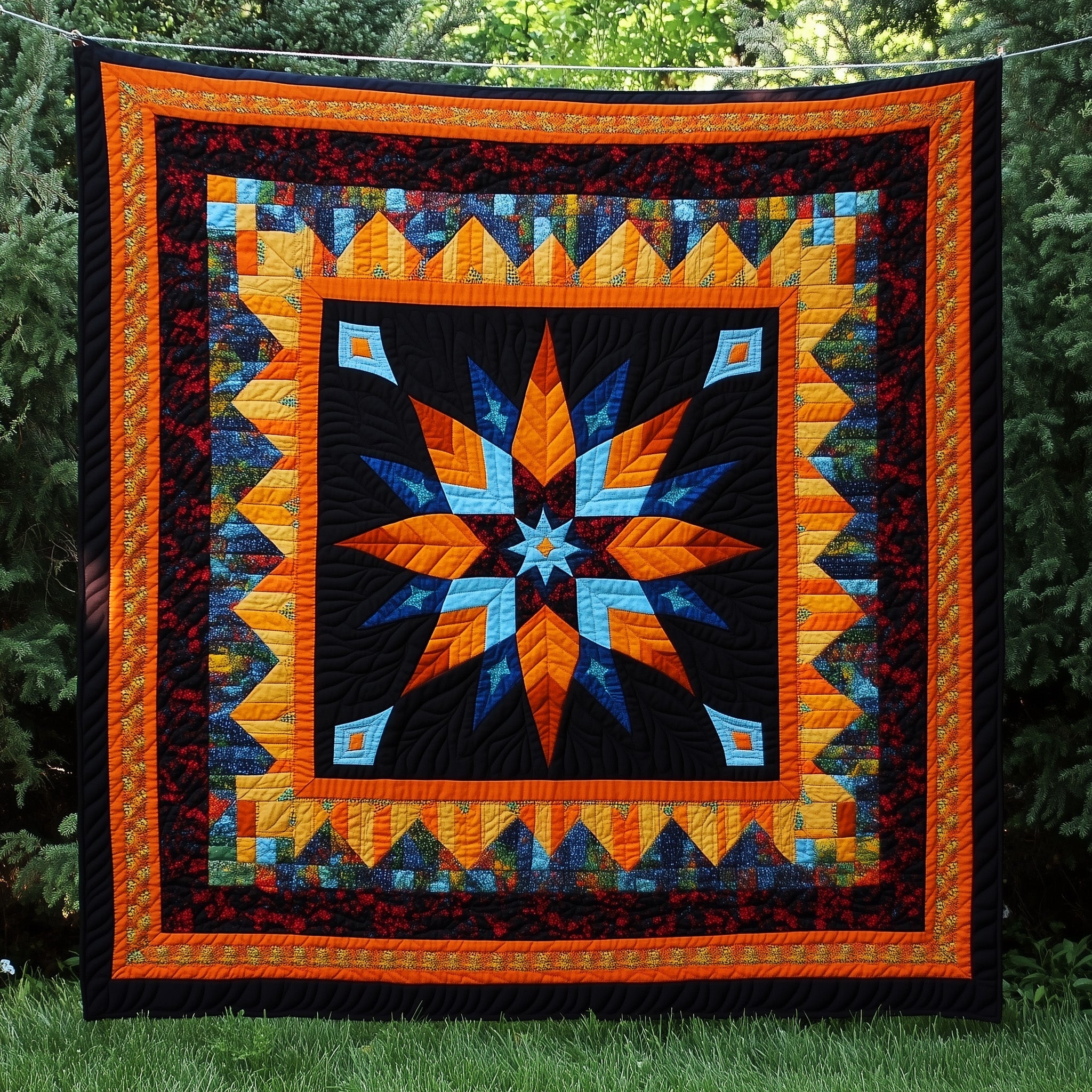 Native Star Quilted Blanket Merchandise Throw BlanketCool Native American Presents