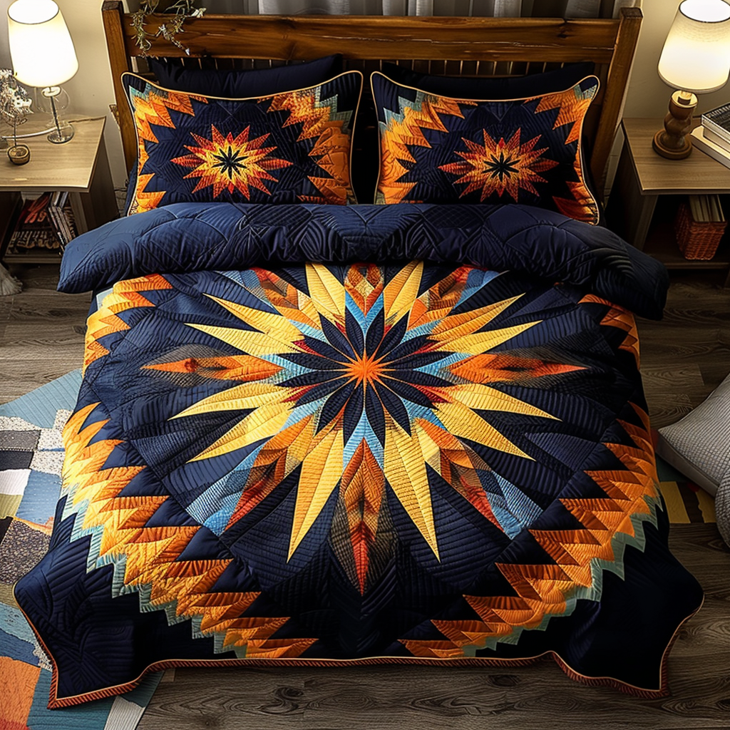 Native Starburst Quilted Bedding Set Full Size Bed Set Christmas Gifts For Your Grandmother
