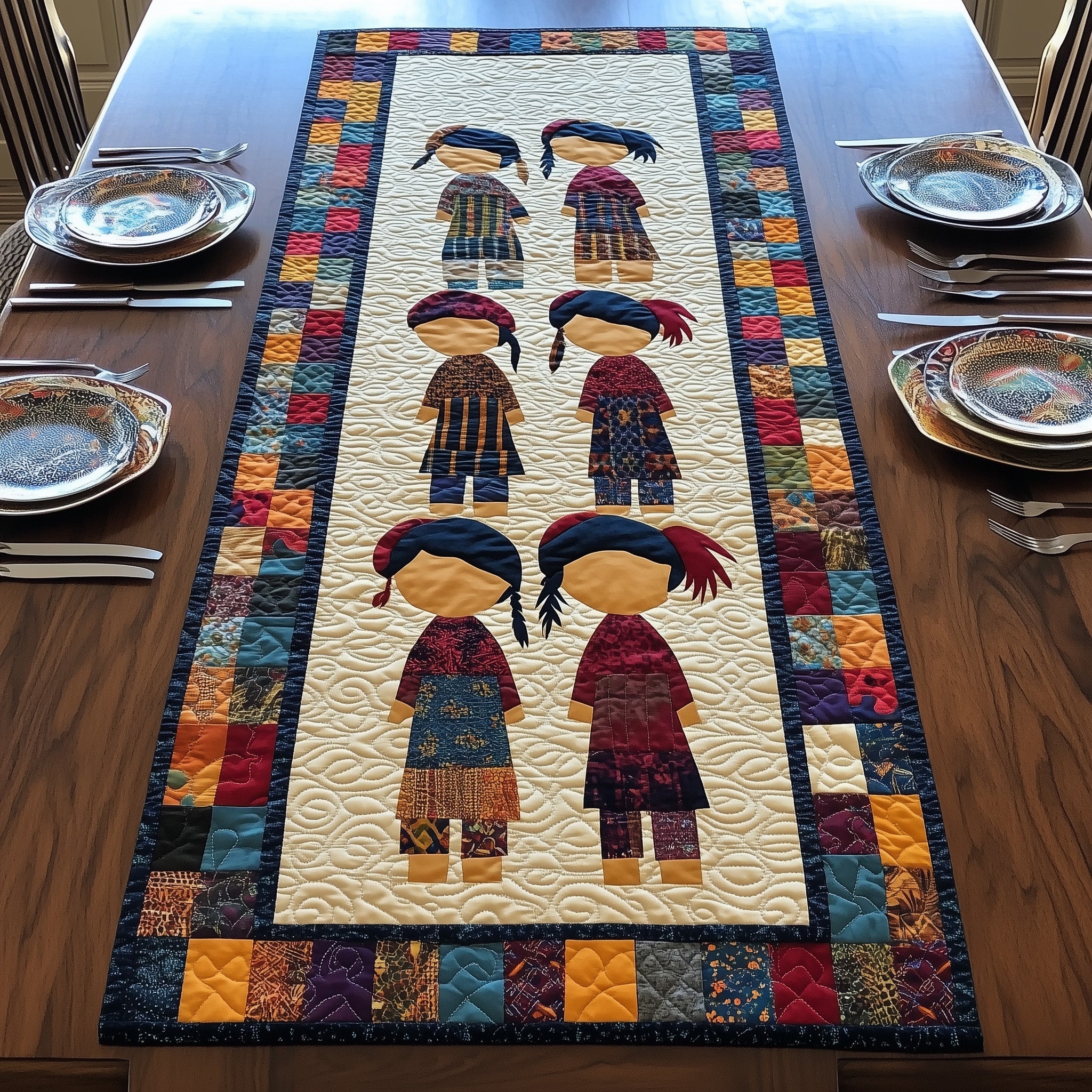 Native Sunbonnet Sue Quilted Table Runner Christmas Table Runner for Dining Room