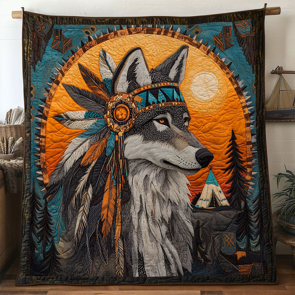 Native Wolf Quilt Ultra-Soft Quilt Blanket for Hotel-Like Experience