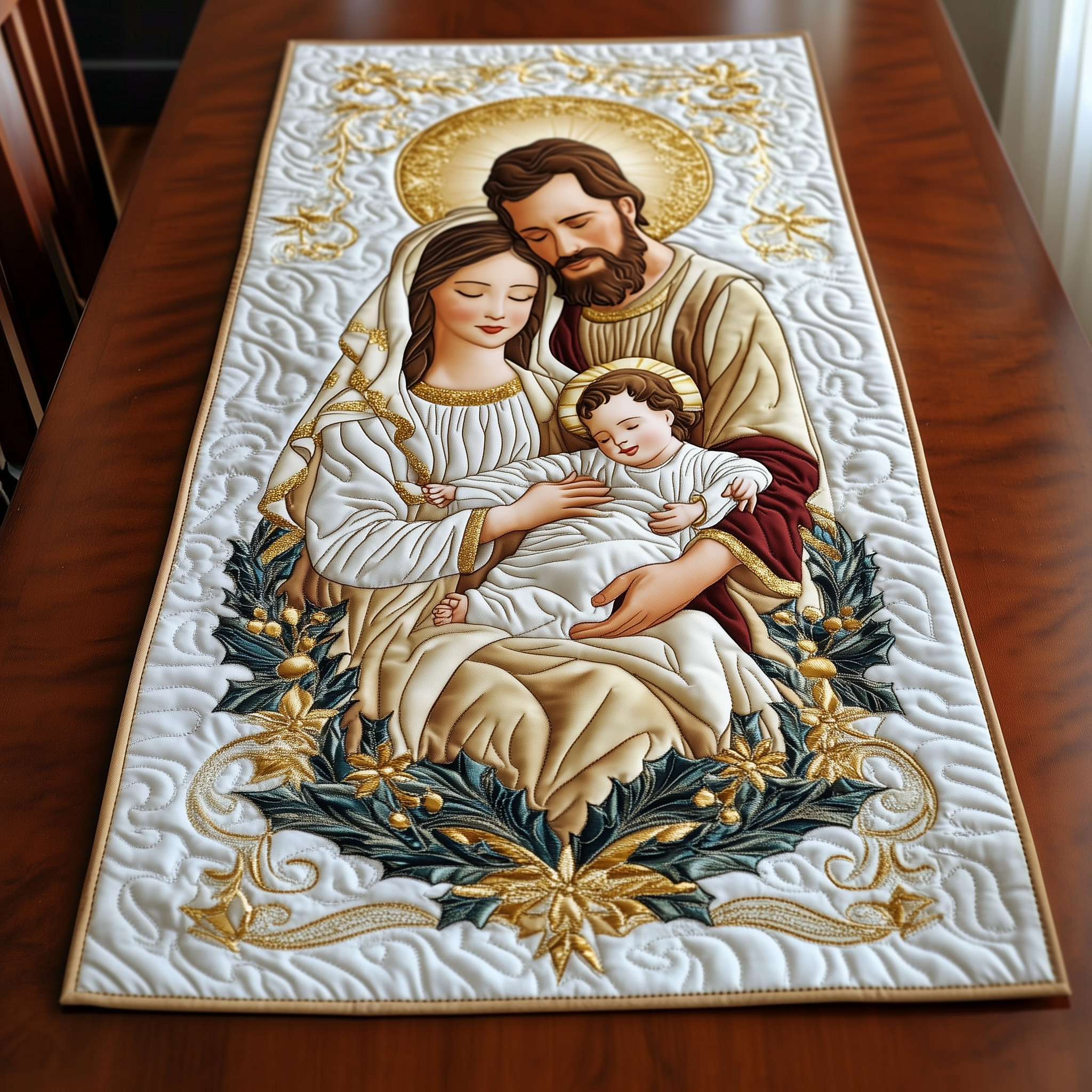 Nativity Blessing Quilted Table Runner Religious Christmas Decorations Christian Gifts For Women