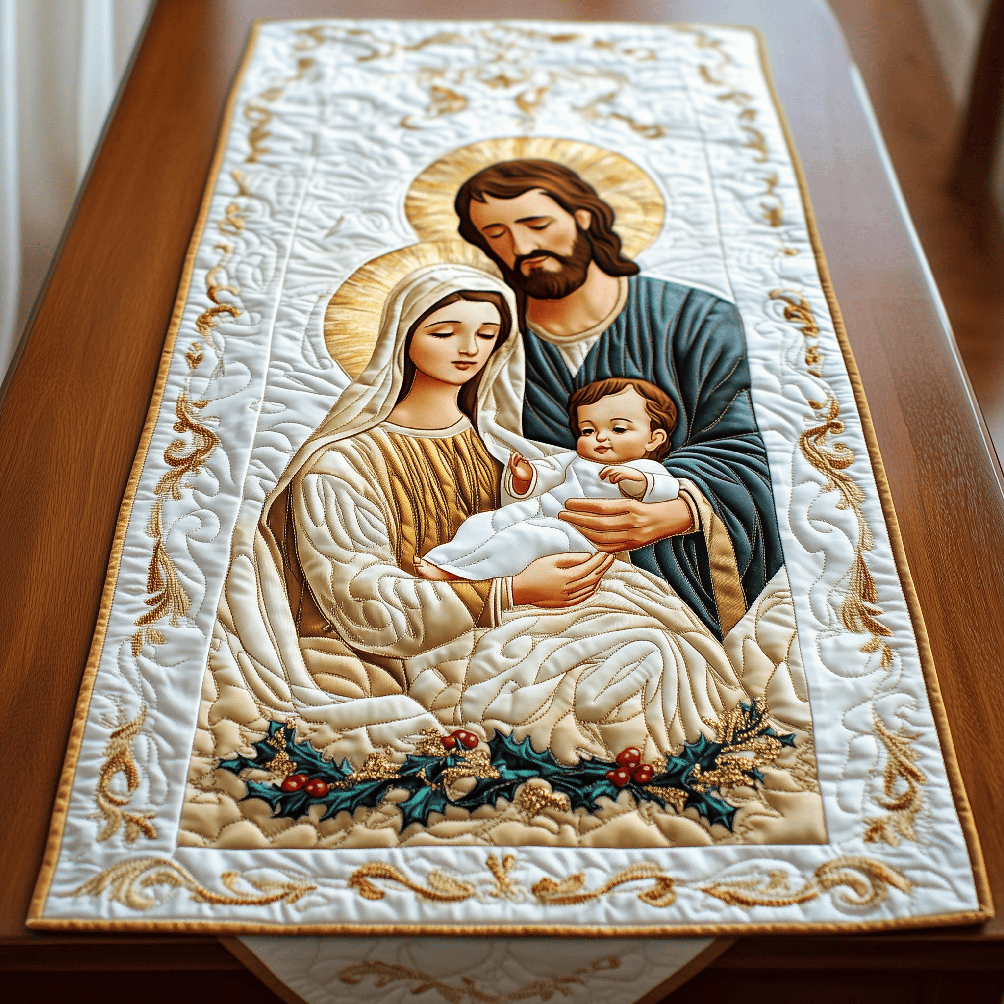 Nativity Blessing Quilted Table Runner Stuff Christian Indoor Christmas Decorations