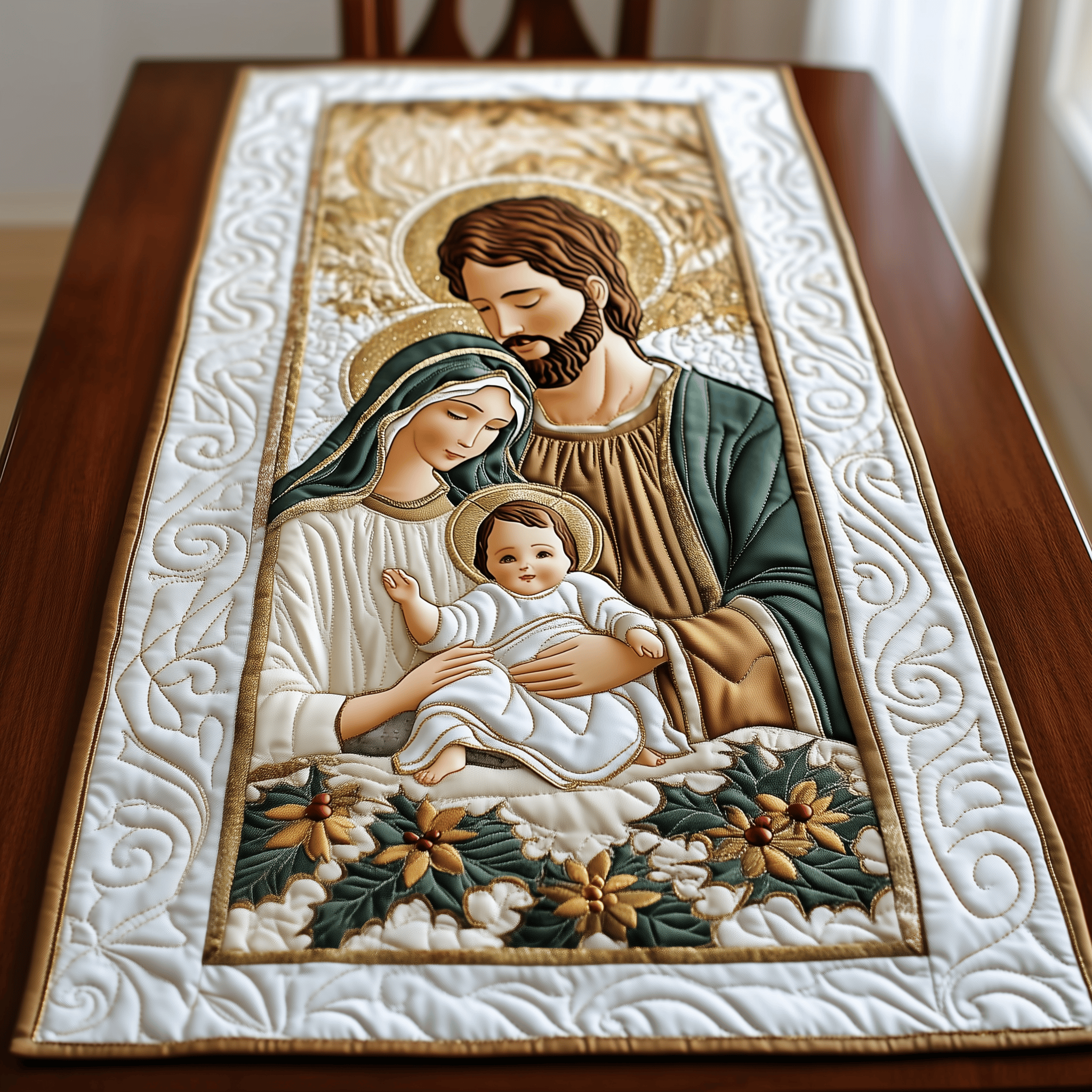 Nativity Blessing Quilted Table Runner Stuff Christian Indoor Christmas Decorations